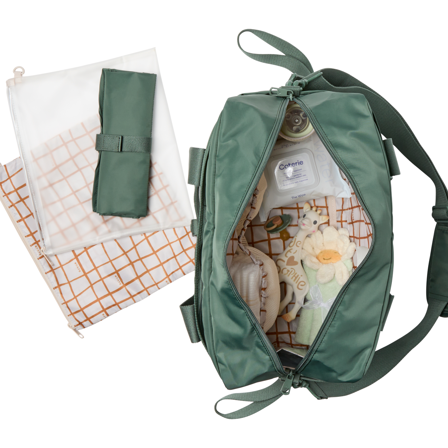 Jordan Diaper Tote in Black, side detail