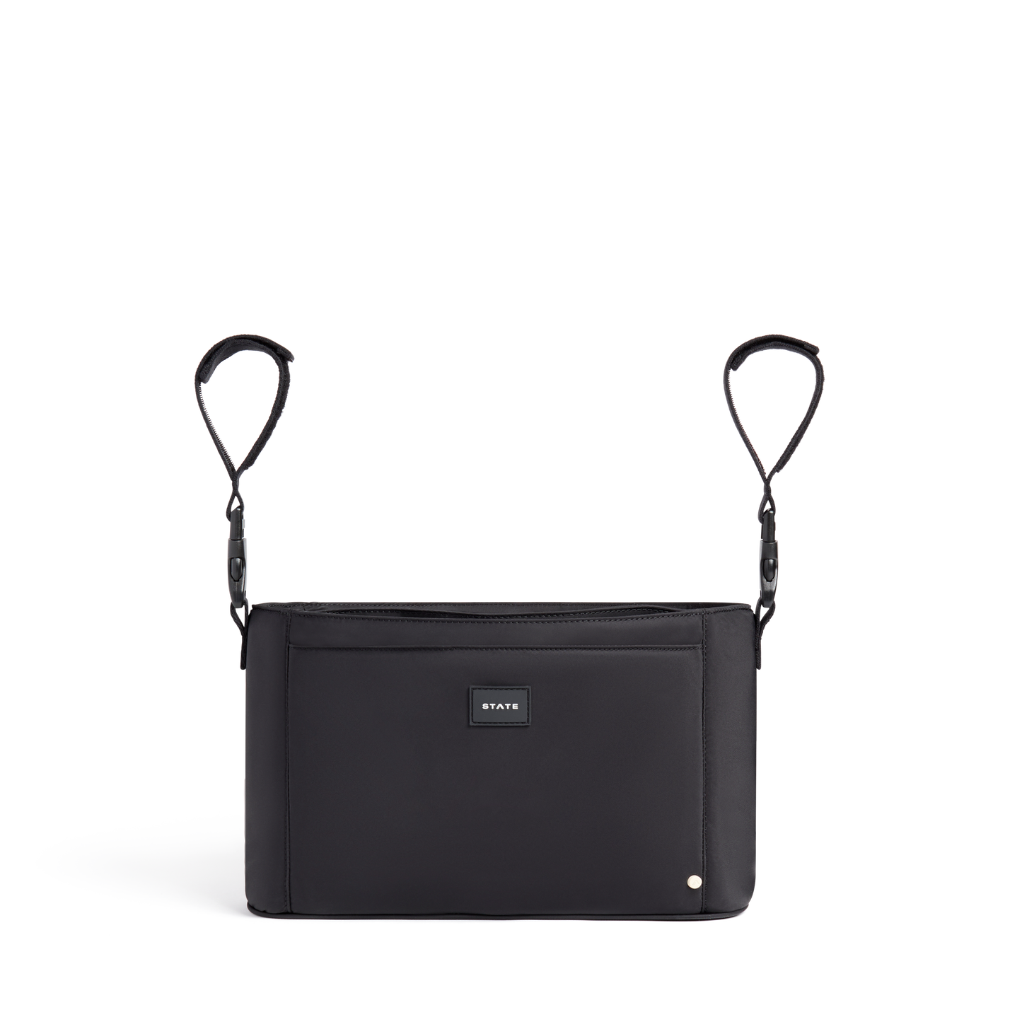 Stroller Organizer in Black, cup holders detail