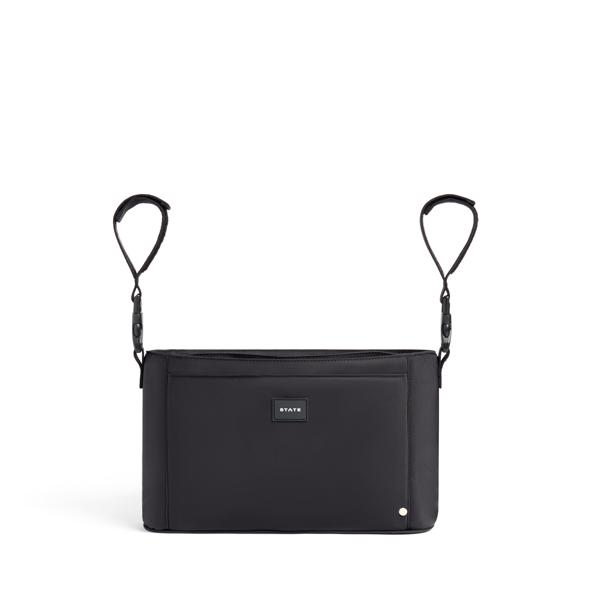 Stroller Organizer in Black, cup holders detail