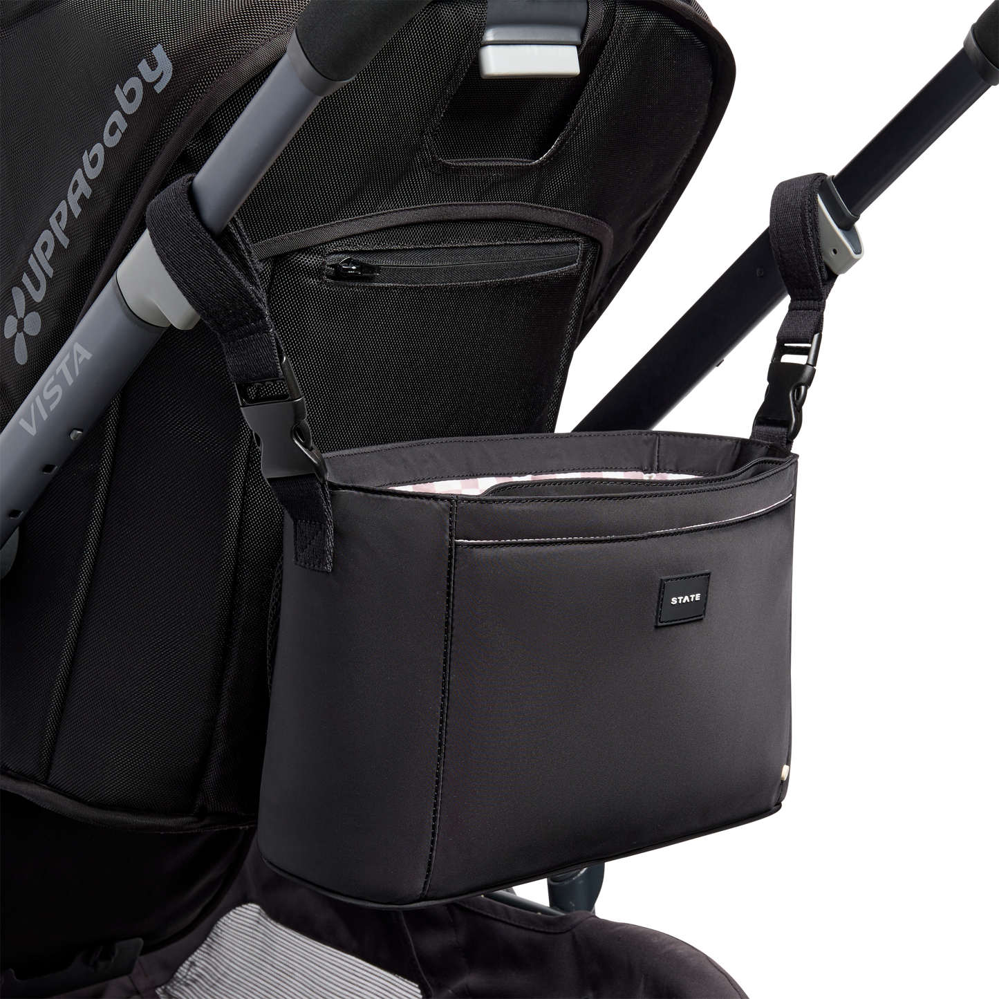 Stroller Organizer in Black, front view