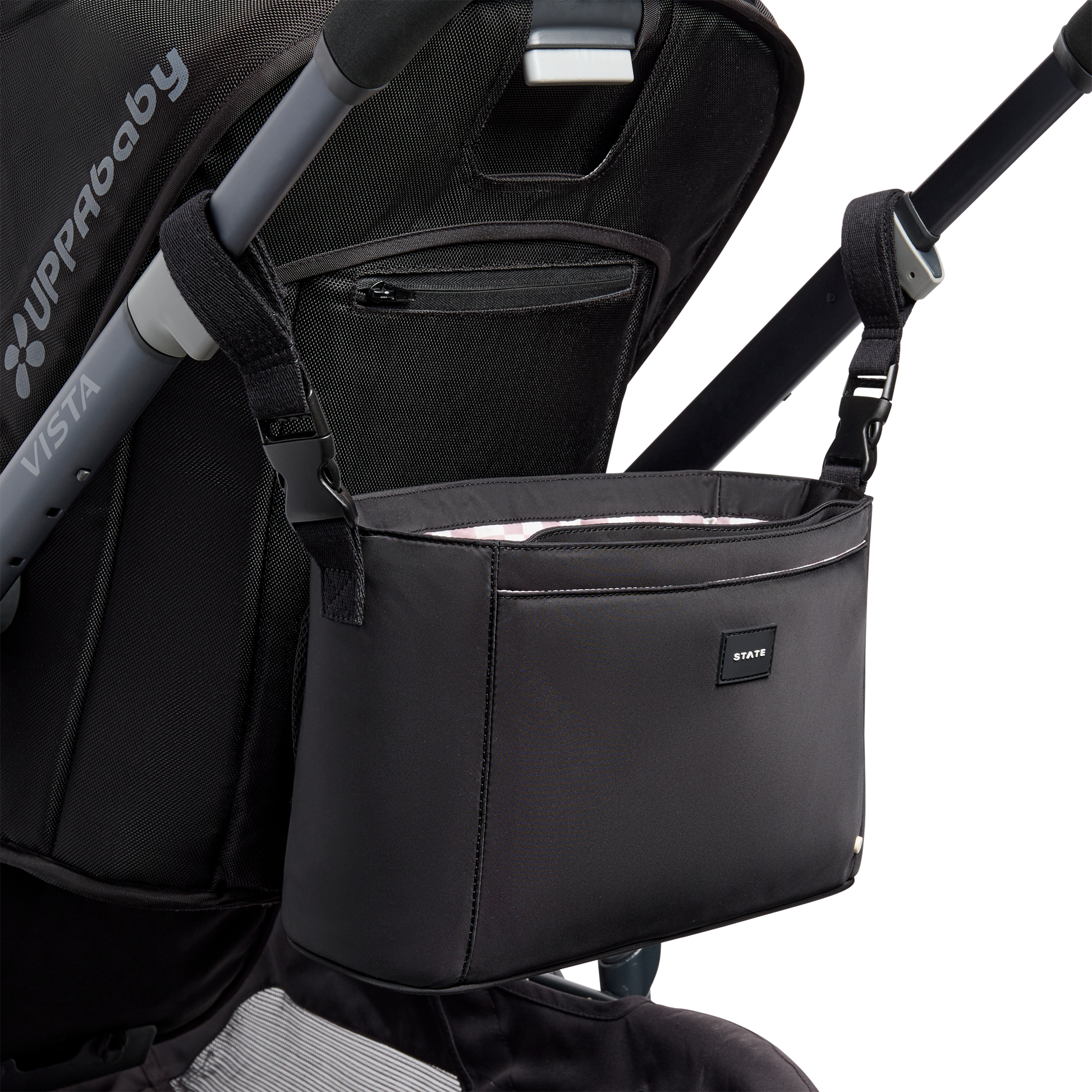 Stroller Organizer in Black, front view