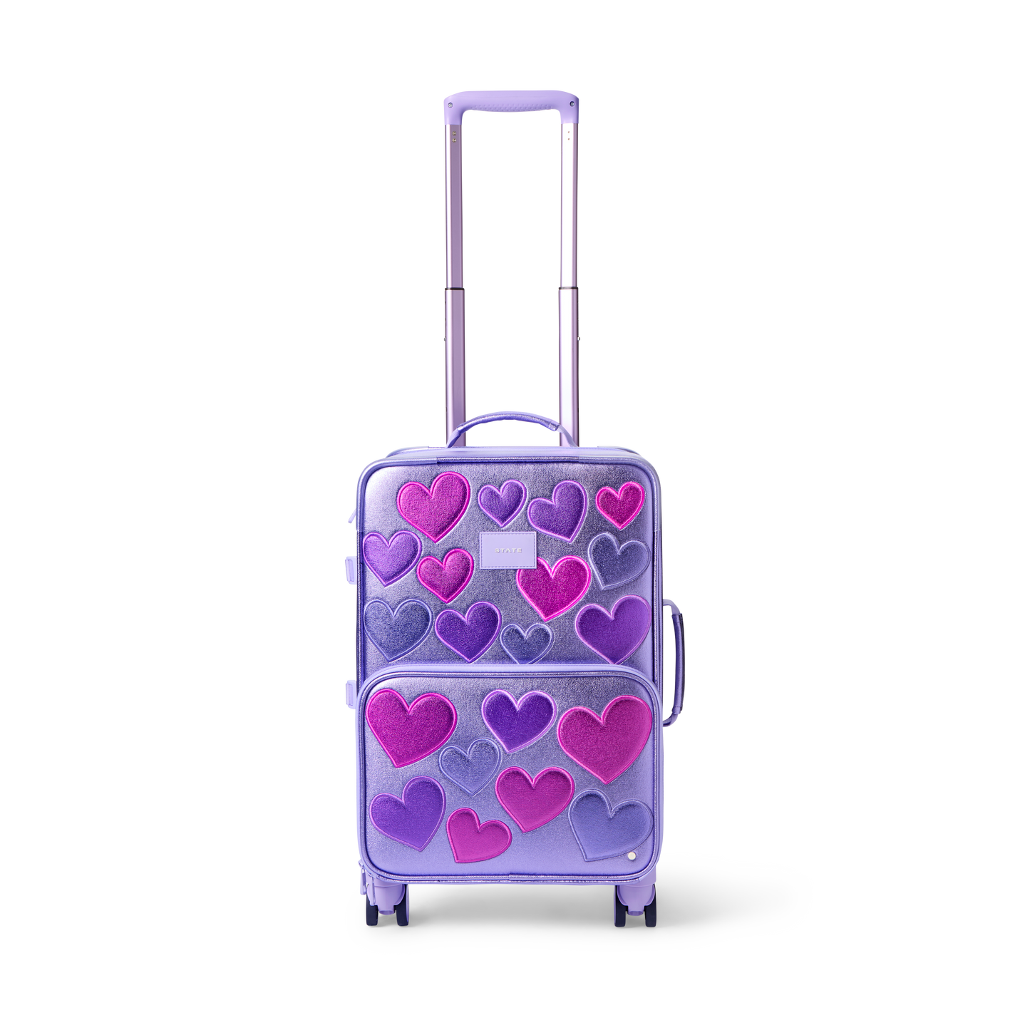 Logan Carry-On Suitcase in 3D Hearts, front view