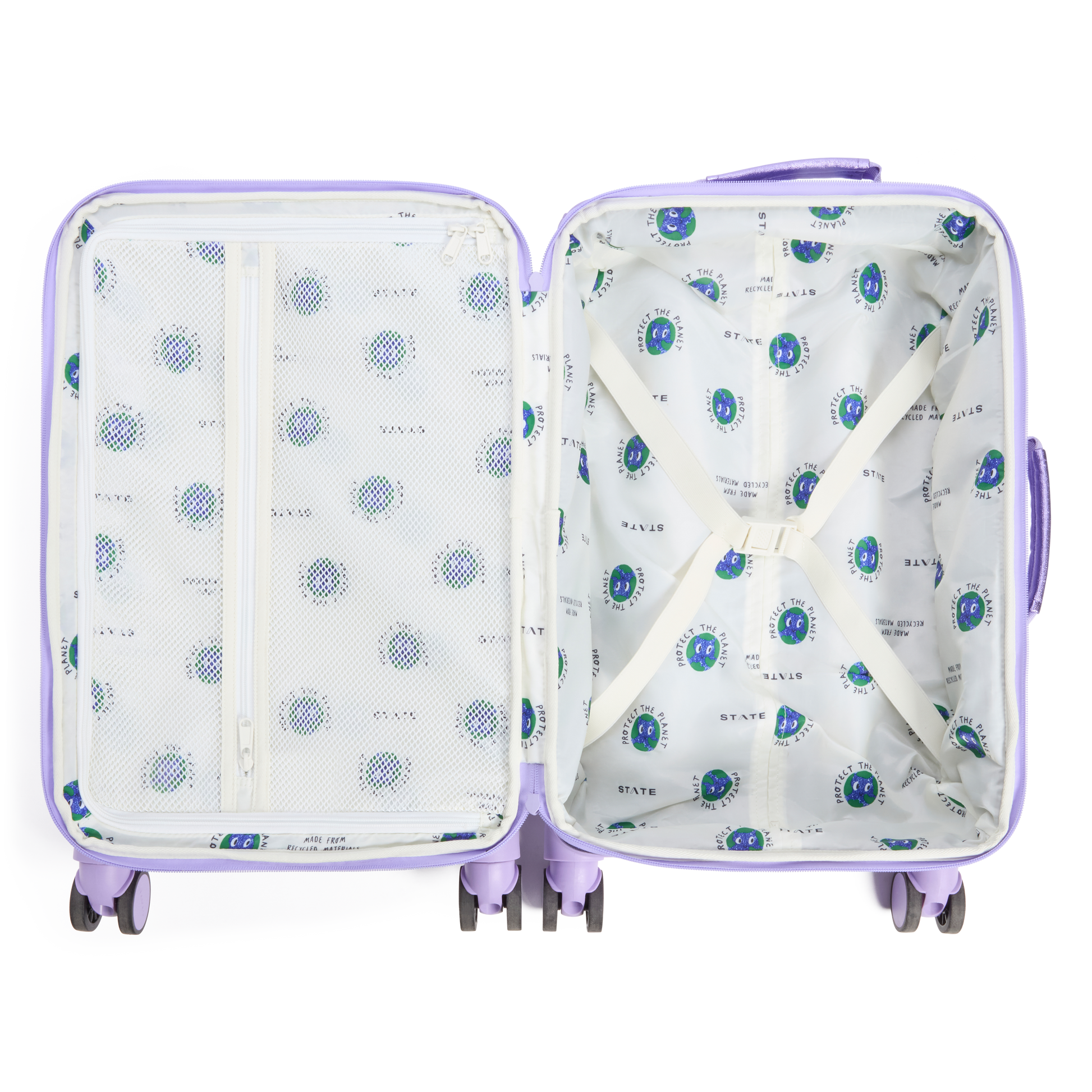 Logan Carry-On Suitcase in 3D Hearts, interior packed view