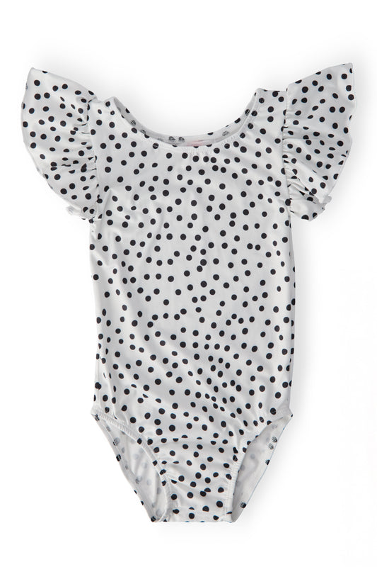 Scattered Dot S/S Flutter Sleeve Leotard
