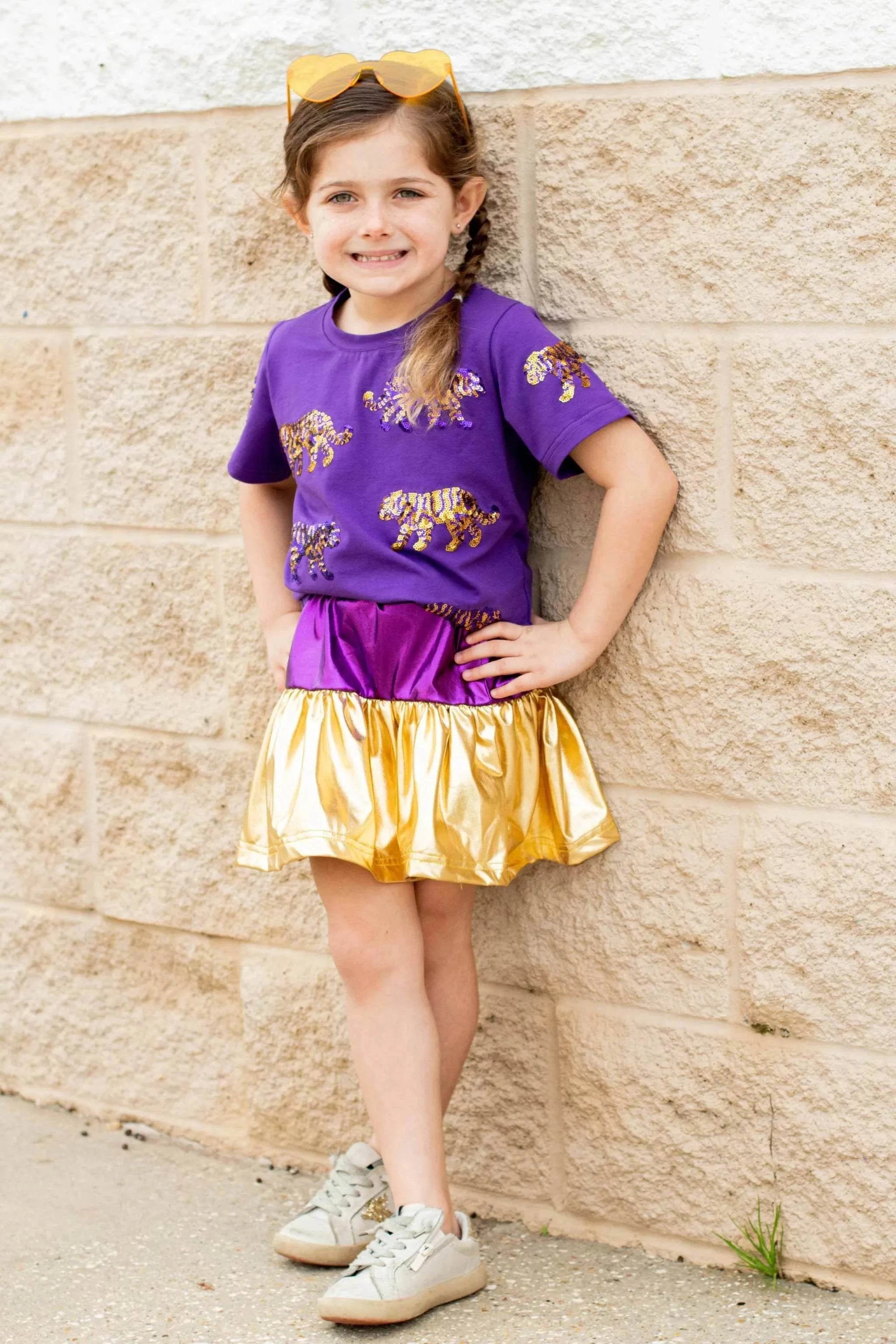 Gold Champion Girl's Tiger Tee top back view
