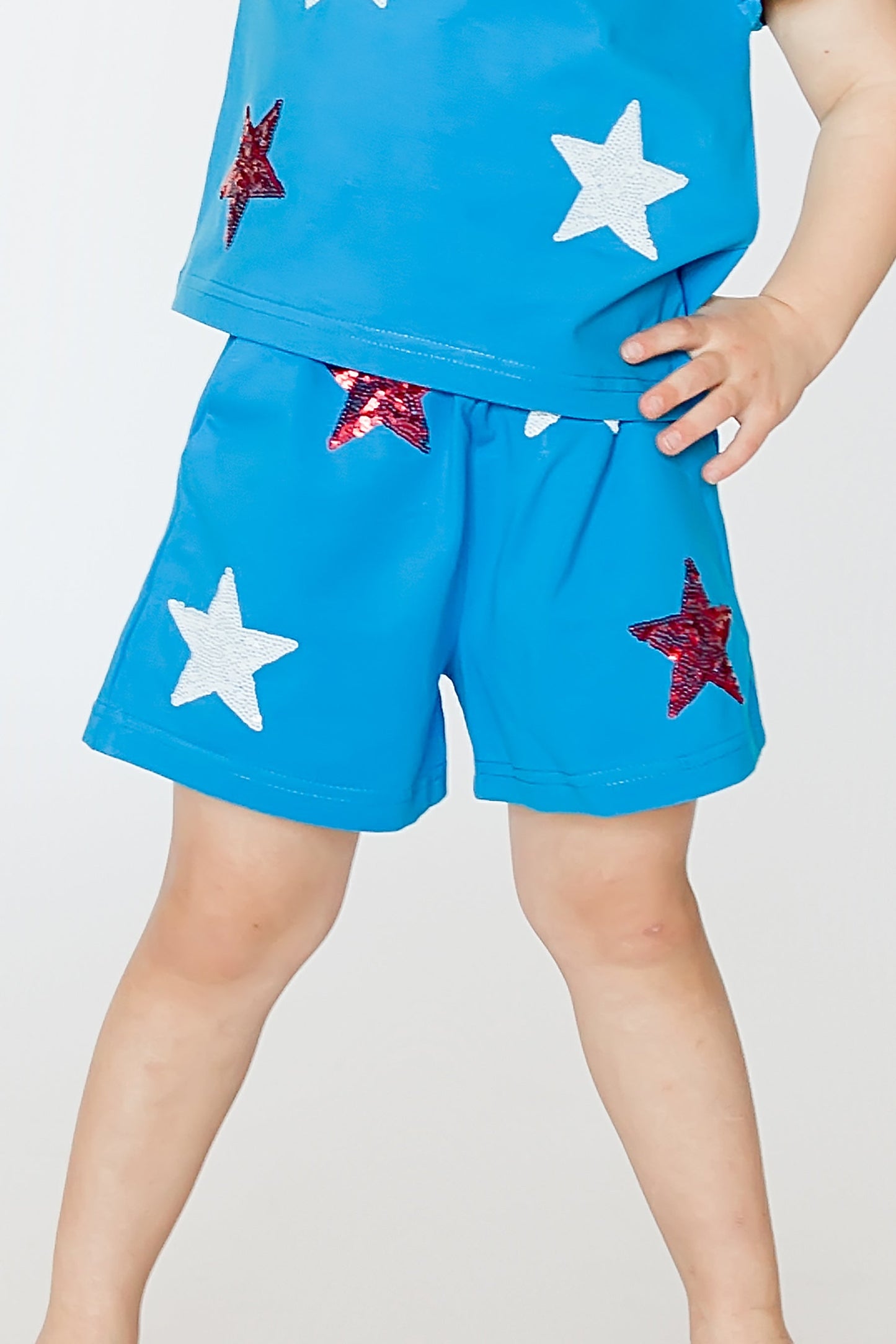 Stars sequin shorts front view