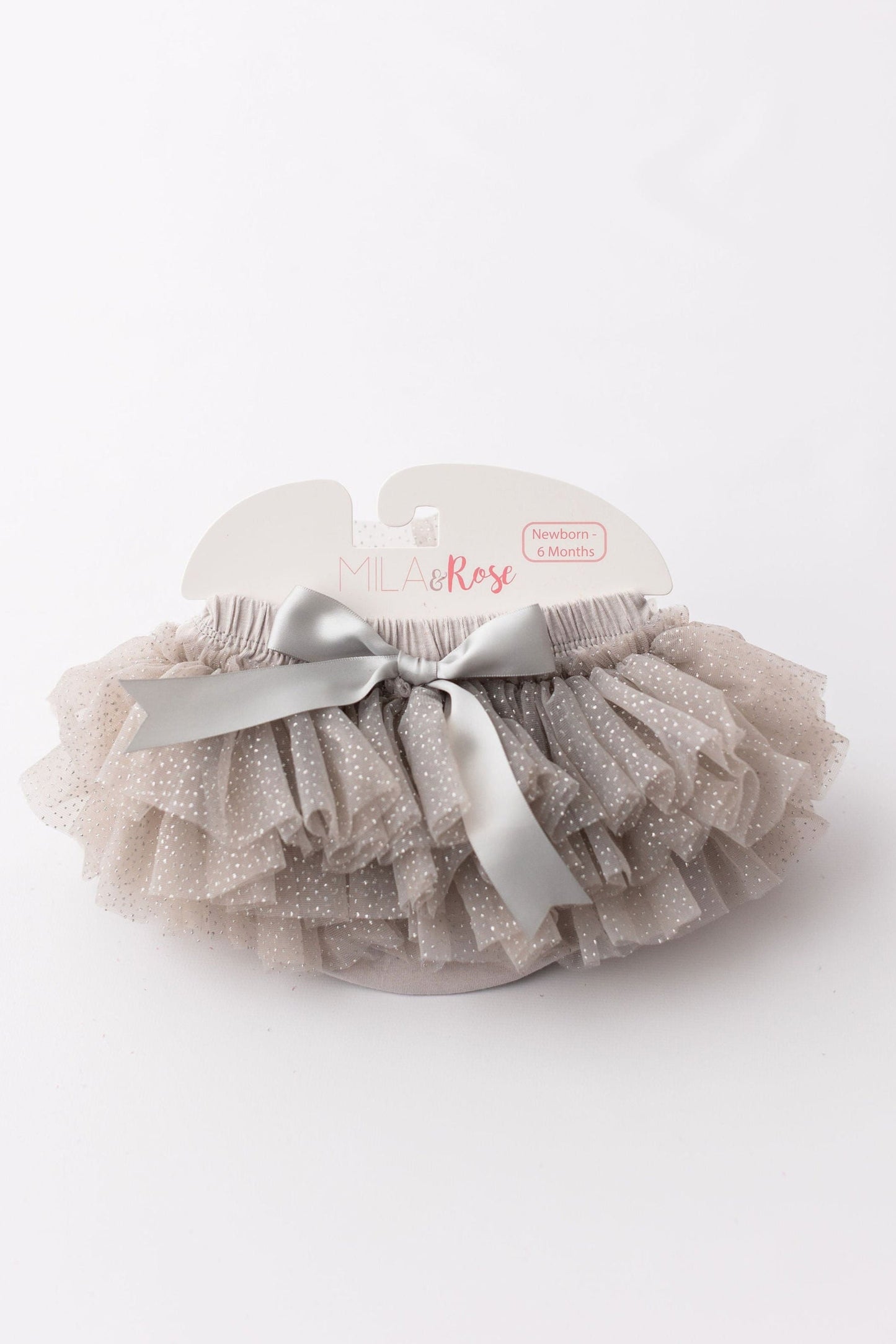 Silver glitter ruffle tutu bloomer front view