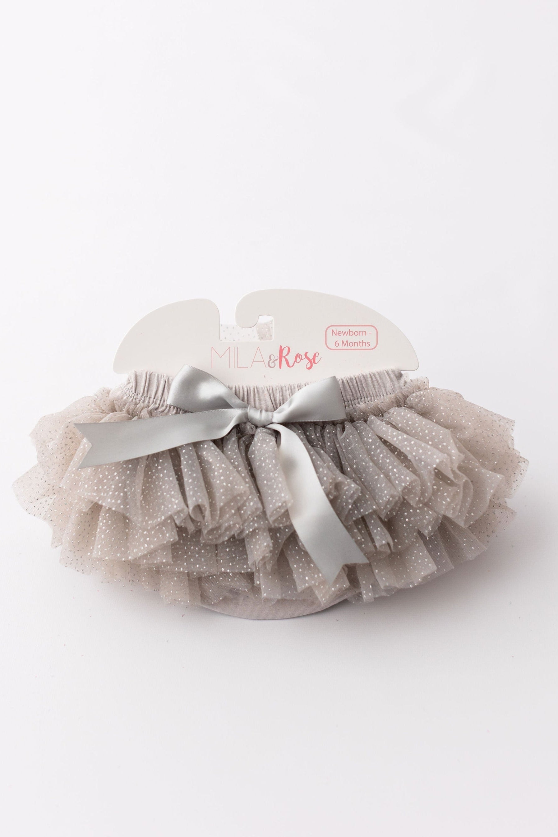 Silver glitter ruffle tutu bloomer front view