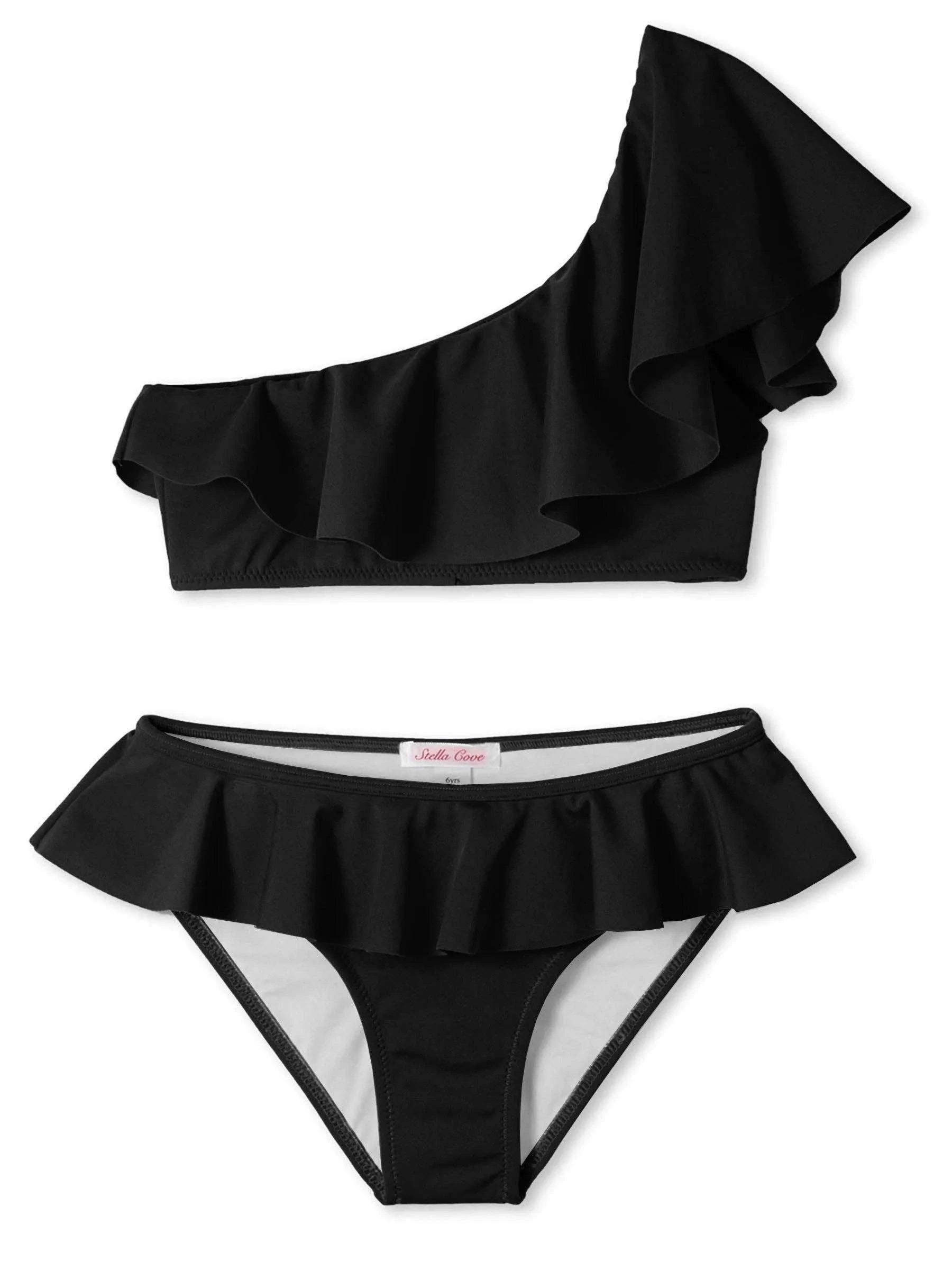 Stella Cove - black ruffle bikini for girls