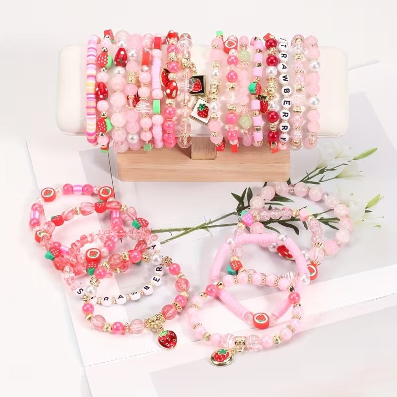 Strawberry Sweetness Bracelet Set styling detail