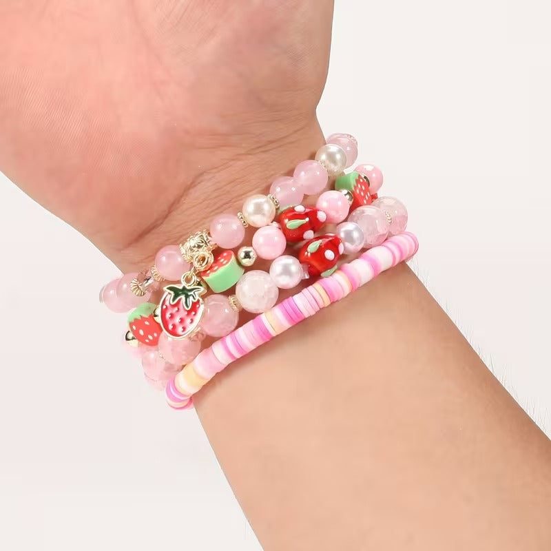 Strawberry Sweetness Bracelet Set side view