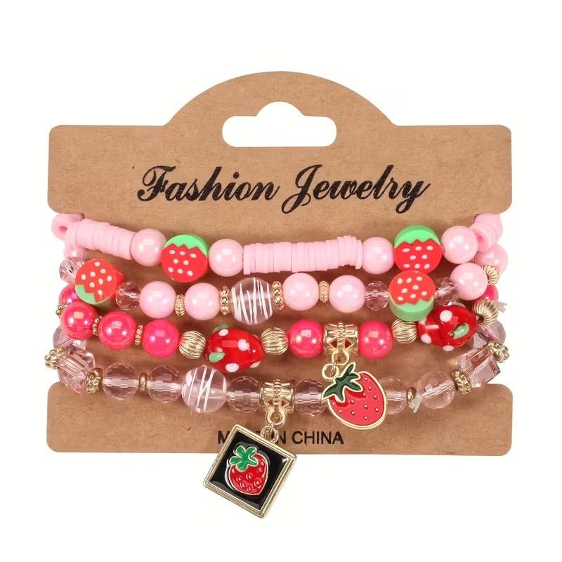 Strawberry Sweetness Bracelet Set print and pattern detail