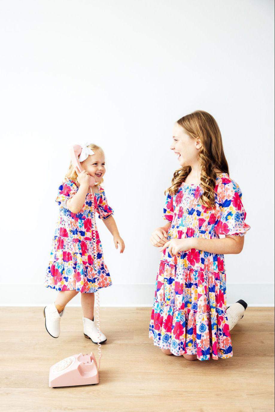 Sunshine Garden Smocked Ruffle Dress print and pattern detail