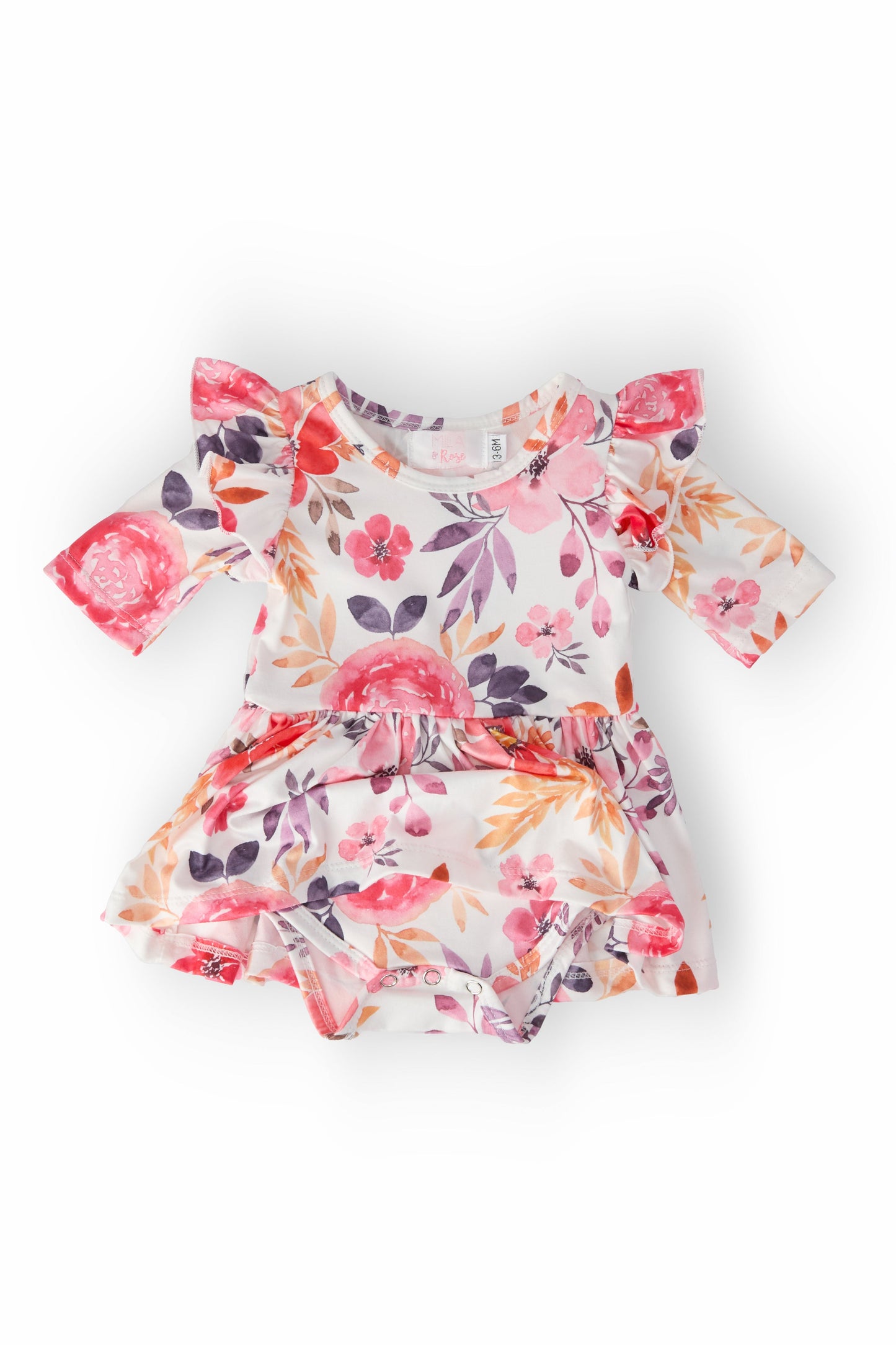 Tangerine Leaves Twirl Flutter Bodysuit