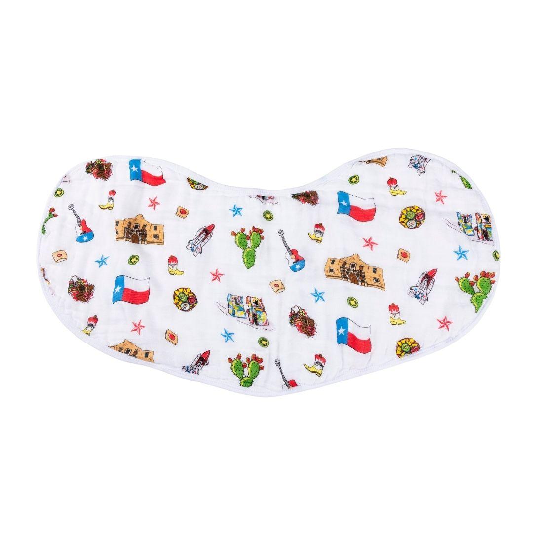 Gift Set: Texas Baby Unisex Muslin Swaddle Blanket and Burp Cloth/Bib Combo close-up detail