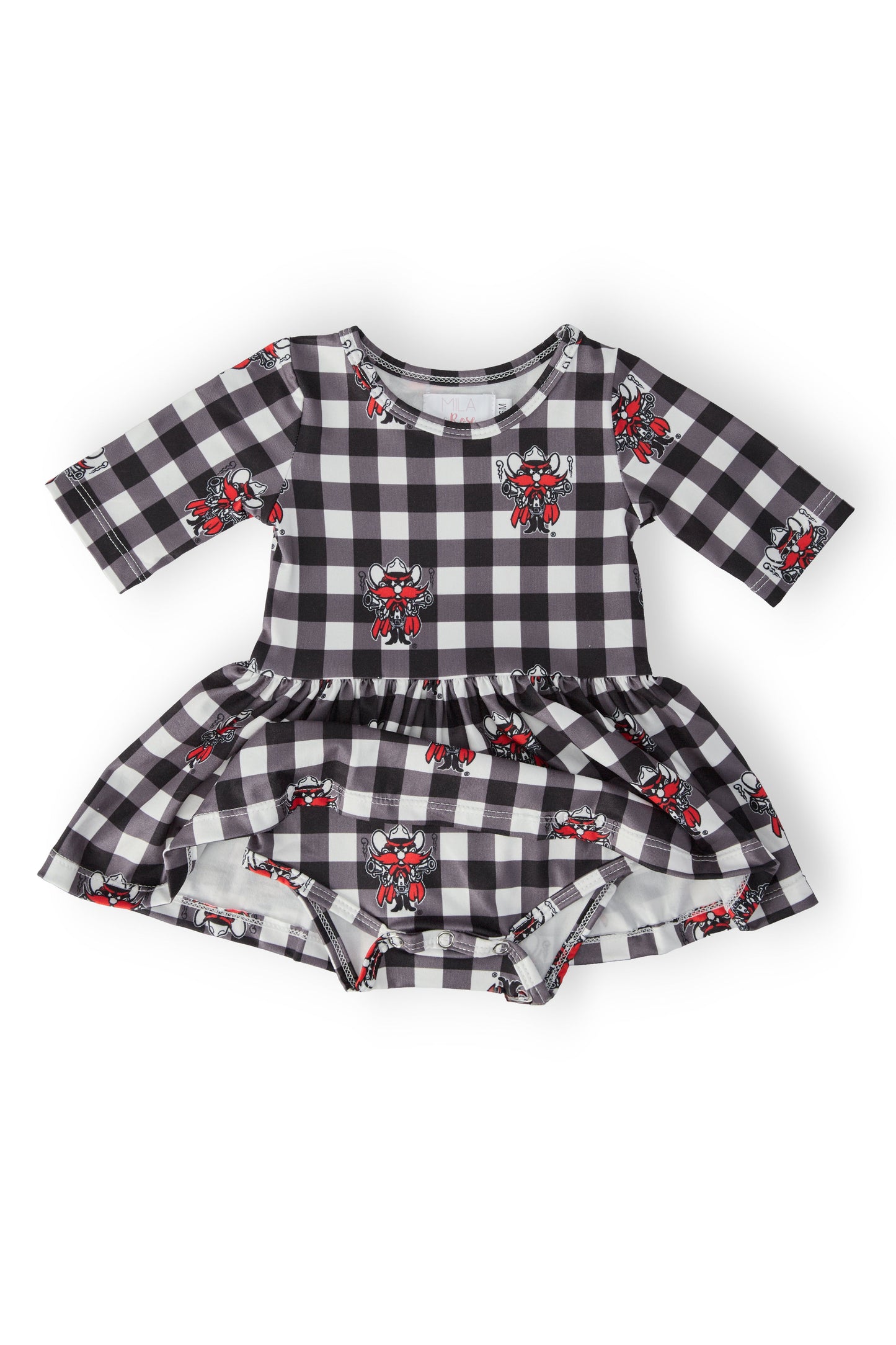 Texas Tech Plaid Raider Red 3/4 Sleeve Twirl Bodysuit