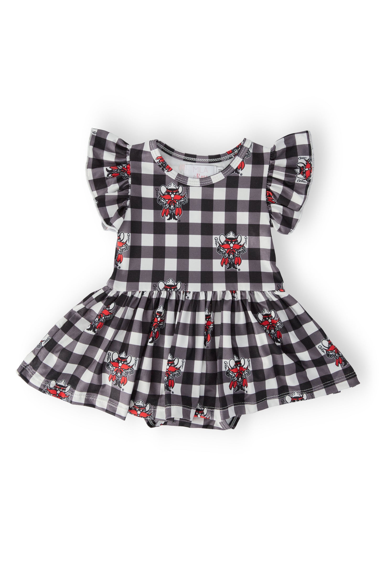 Texas Tech Plaid Raider Red Flutter Twirl Bodysuit