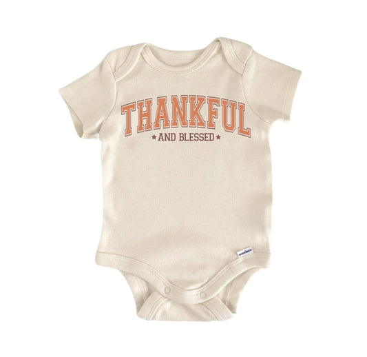 Thankful Blessed Newborn Baby Onesie front view