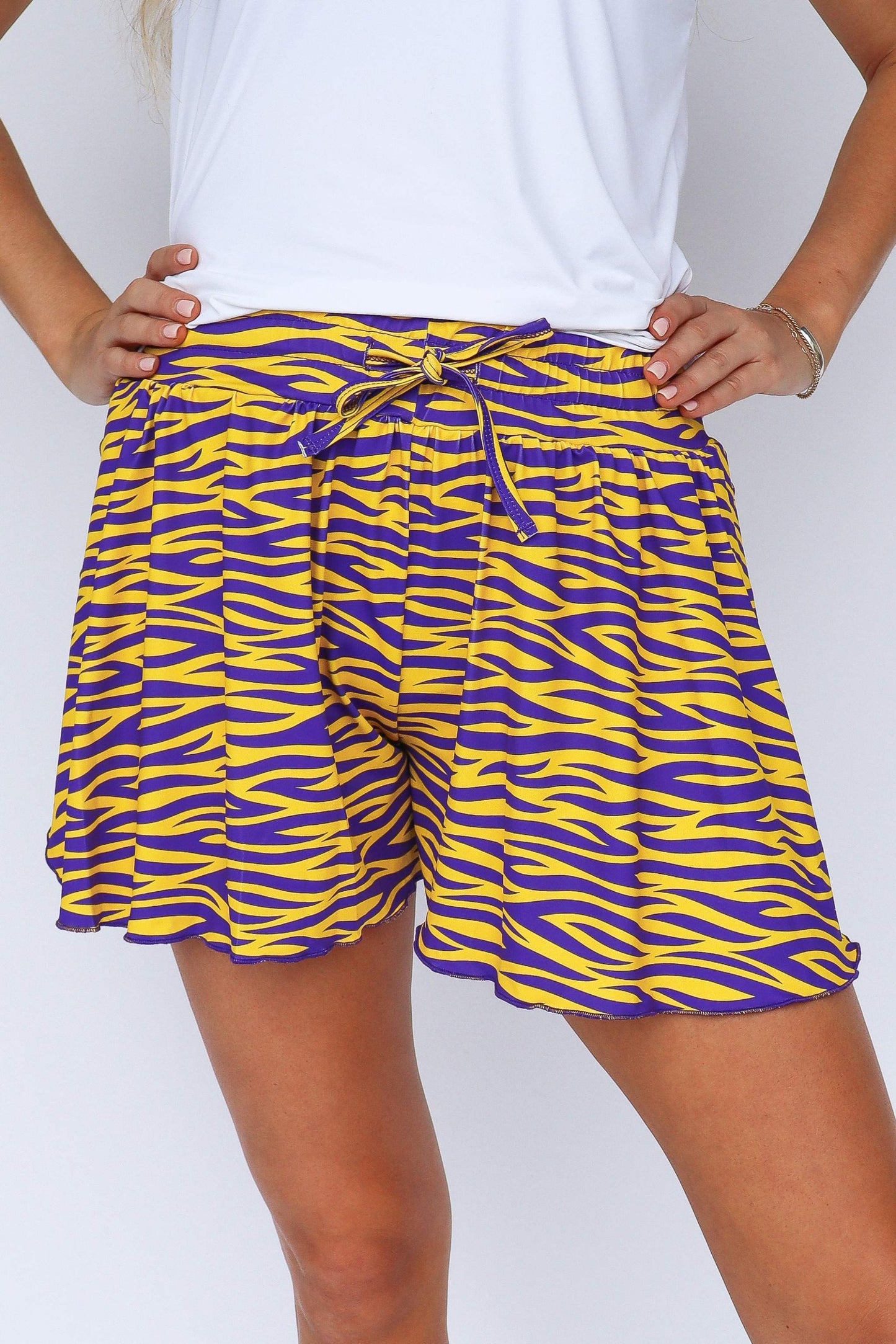 Tiger Striped Butterfly Shorts, front view