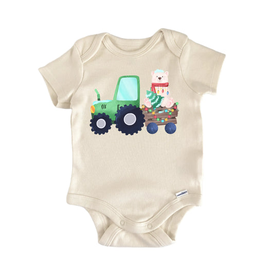 Tractor Christmas Tree Newborn Baby Onesie®