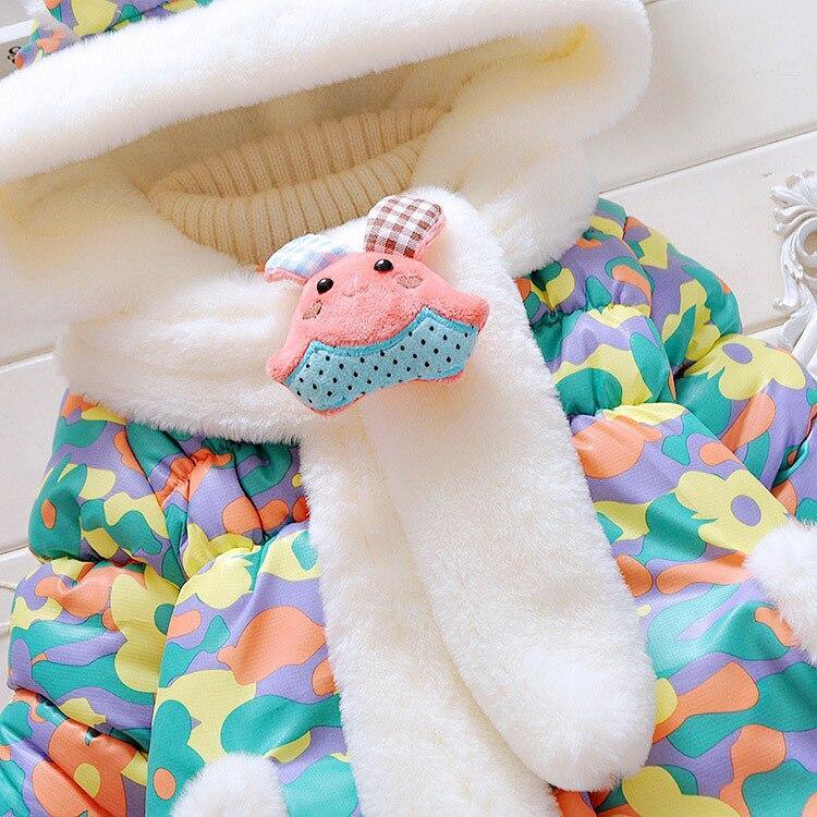 Modern Children's Winter Cartoon Cute Rabbit Infant Outerwear Hooded Baby Girls Jackets For Girls