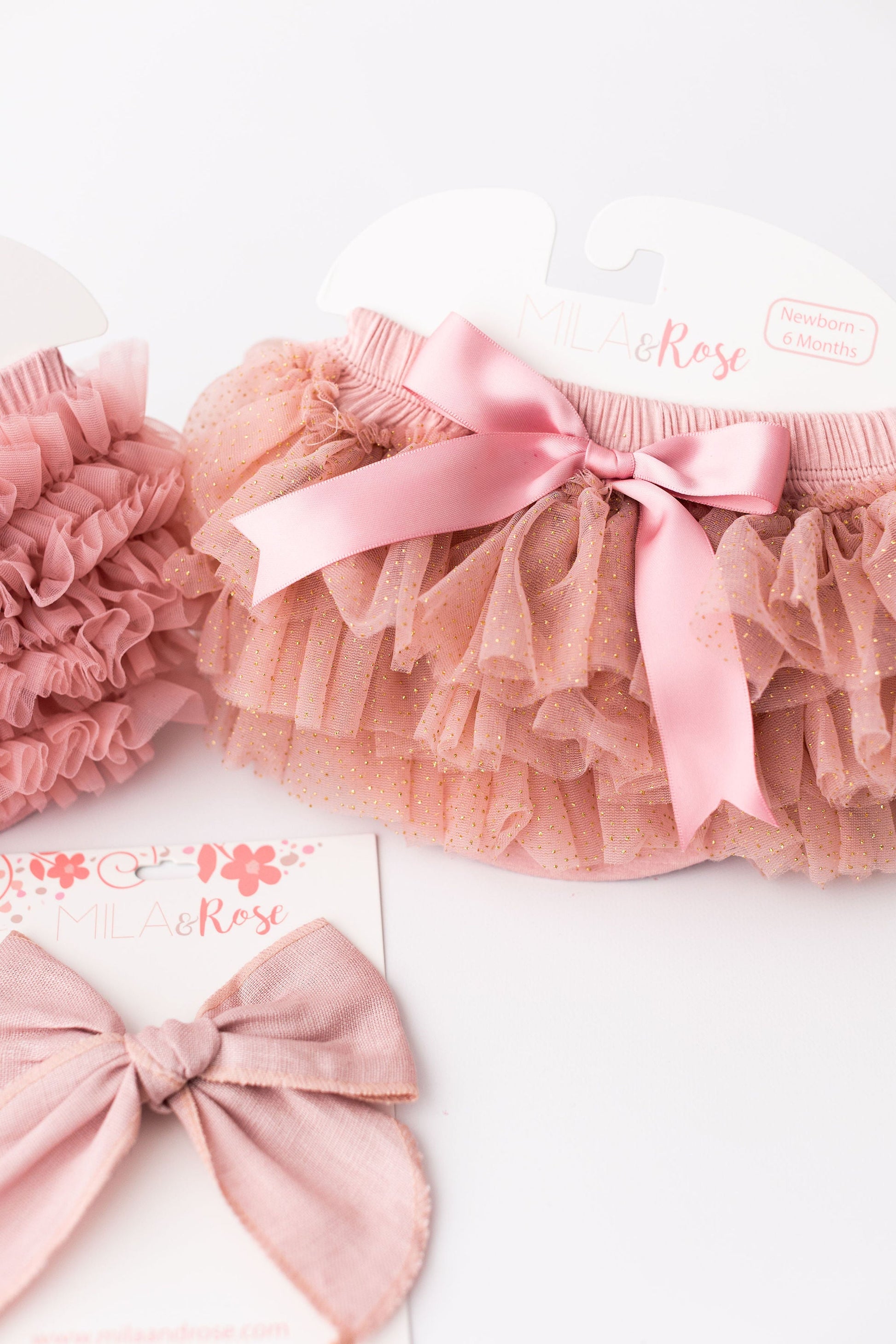 Vintage Pink & Gold Glitter Ruffle Tutu Bloomer - detail view