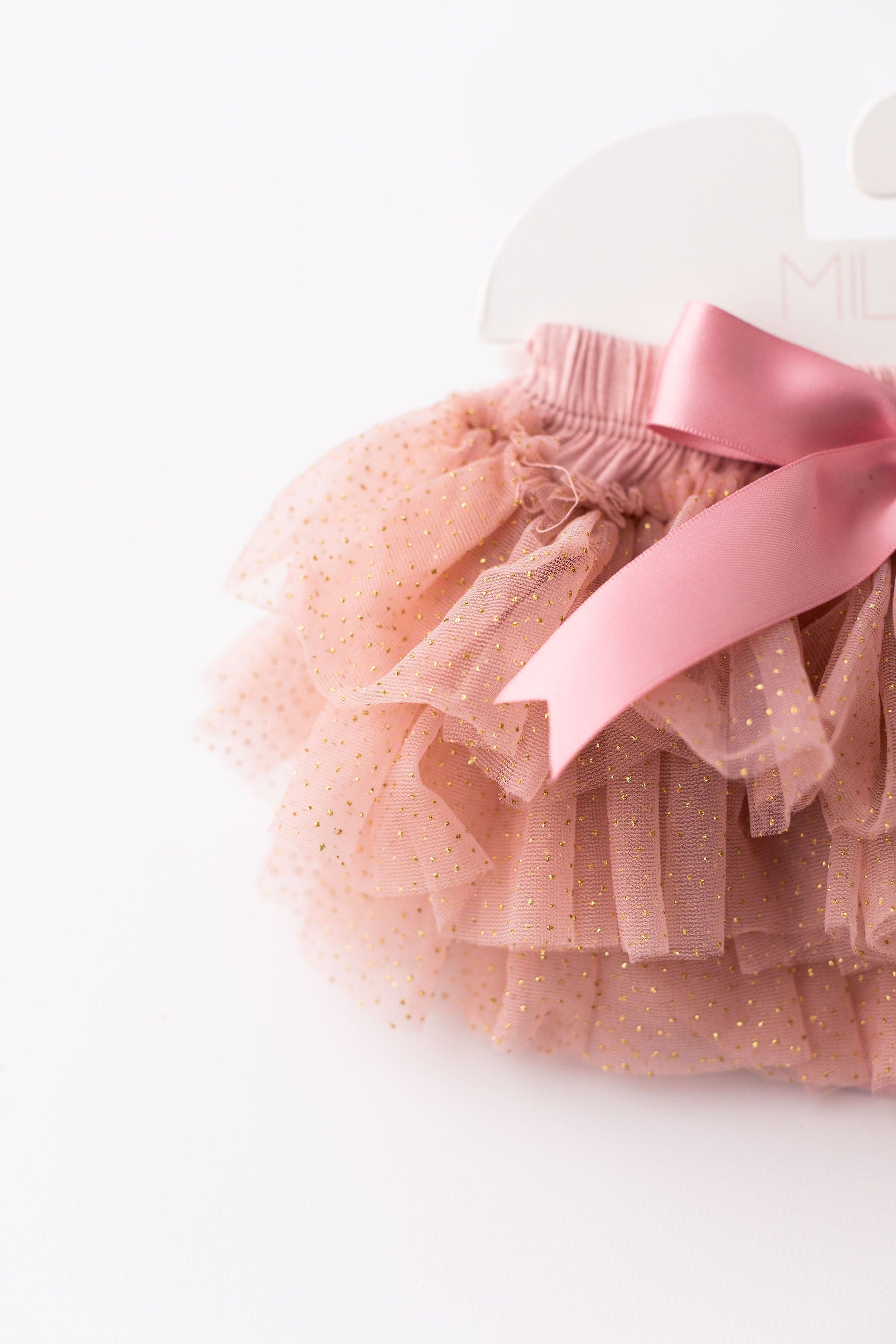 Vintage Pink & Gold Glitter Ruffle Tutu Bloomer - back view
