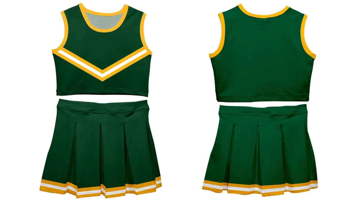 Vive La Fete - Green and Gold Game Day Sleeveless Cheerleader Set