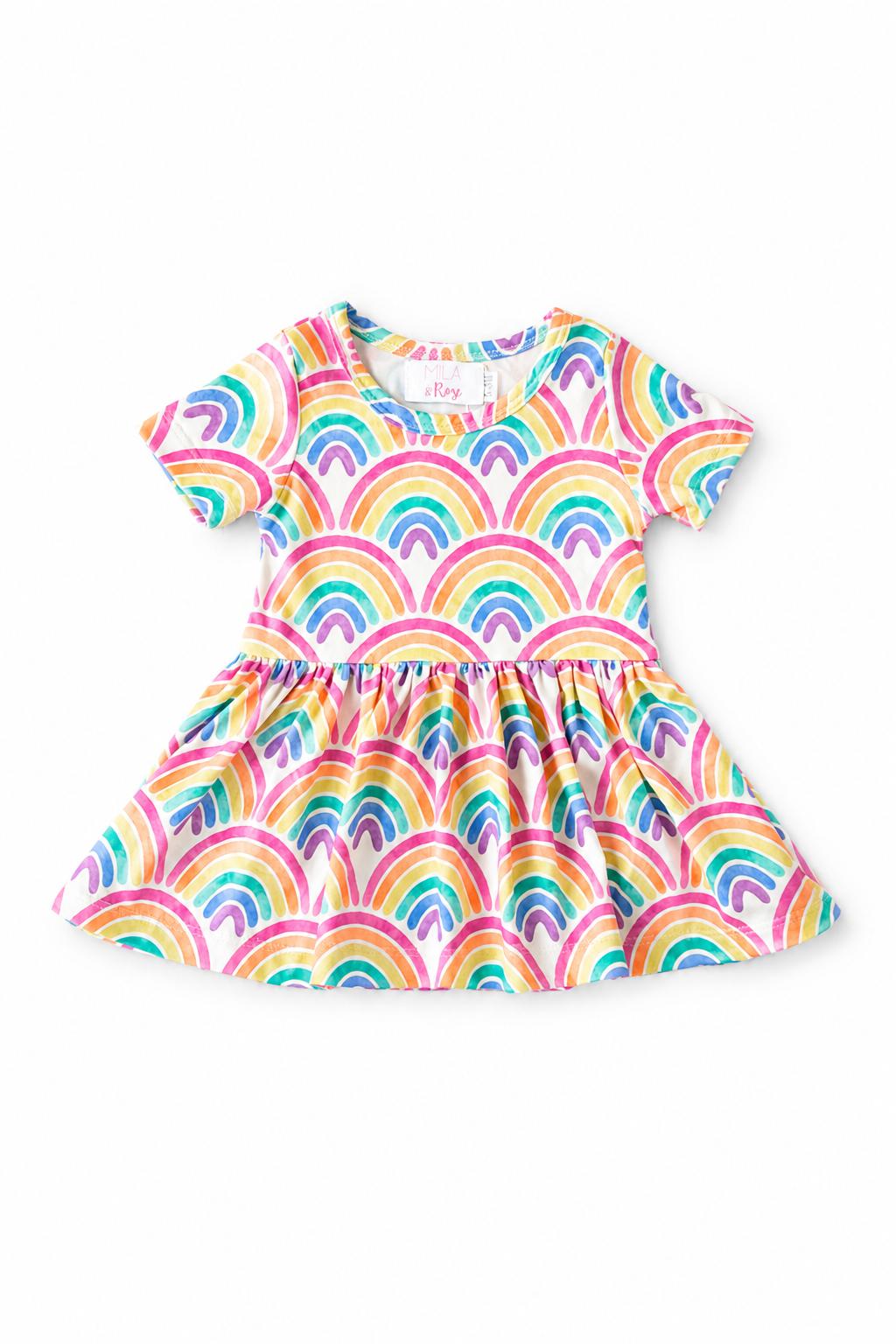 SALE Watercolor Rainbows S/S Twirl Bodysuit