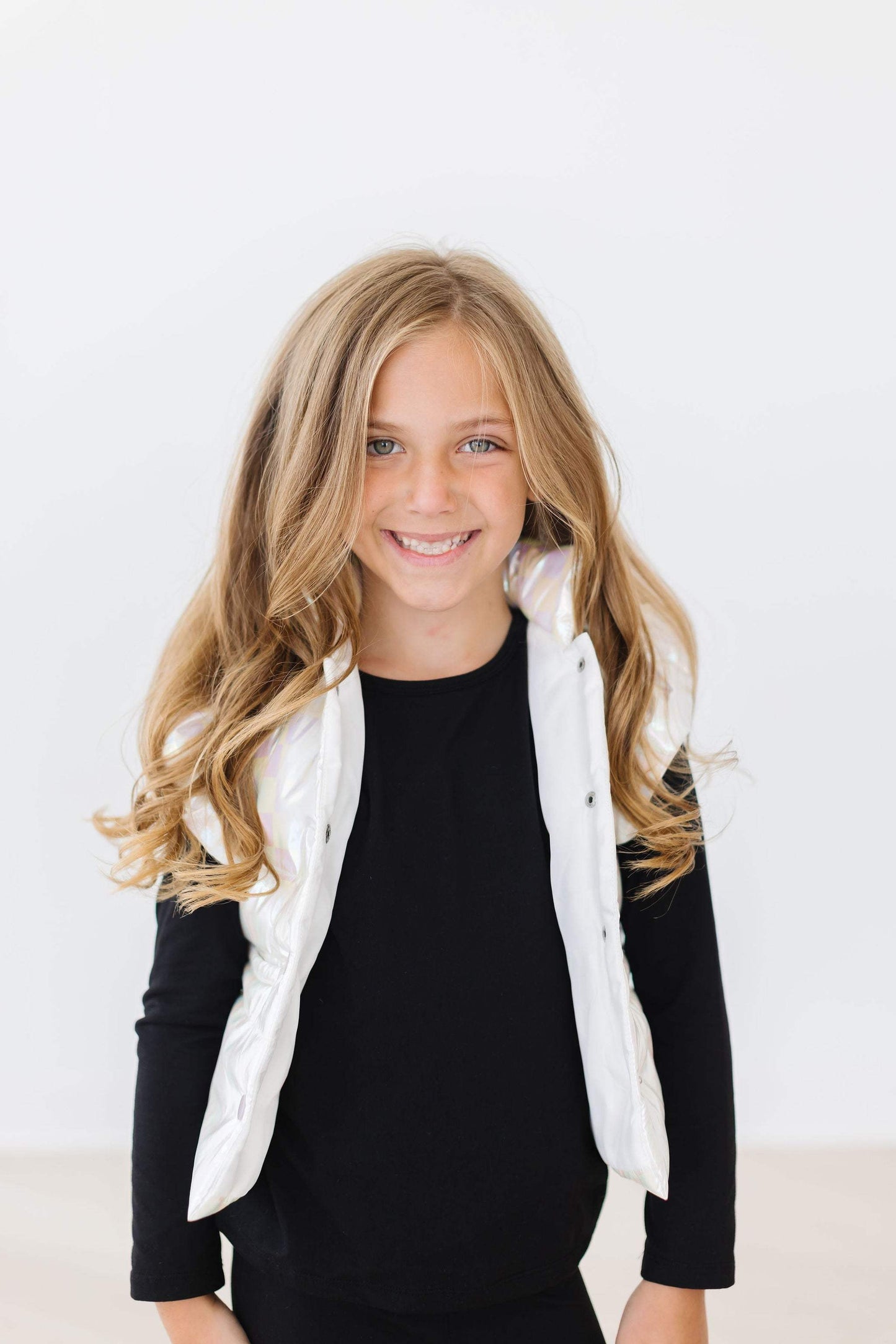 White Checker Puffer Vest