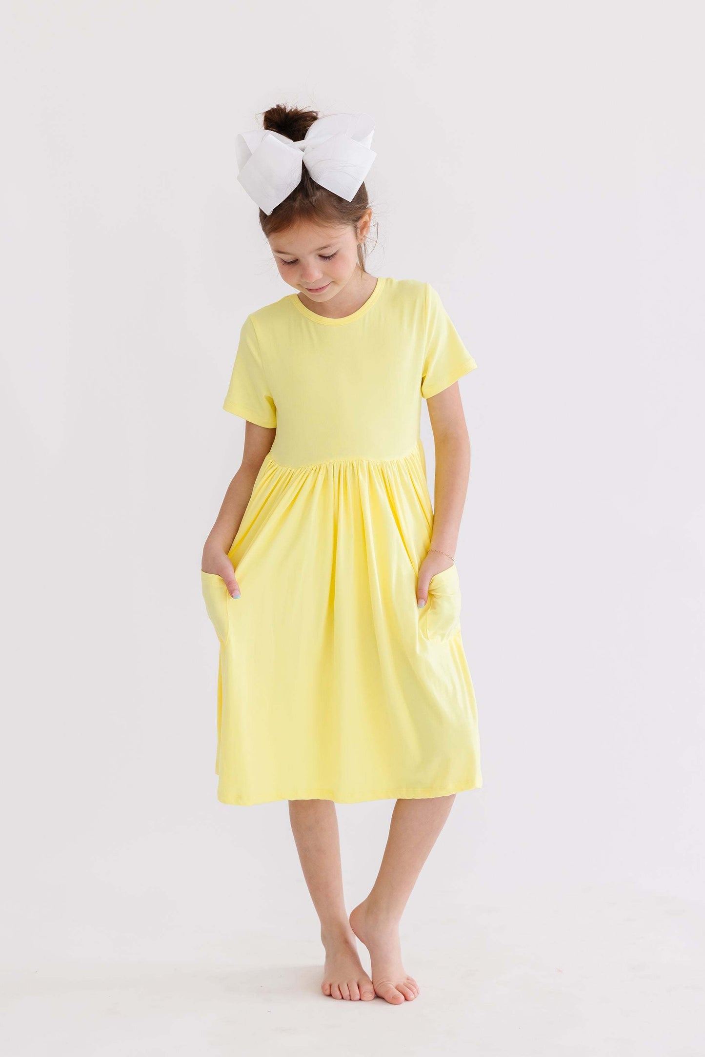 Yellow S/S Pocket Twirl Dress