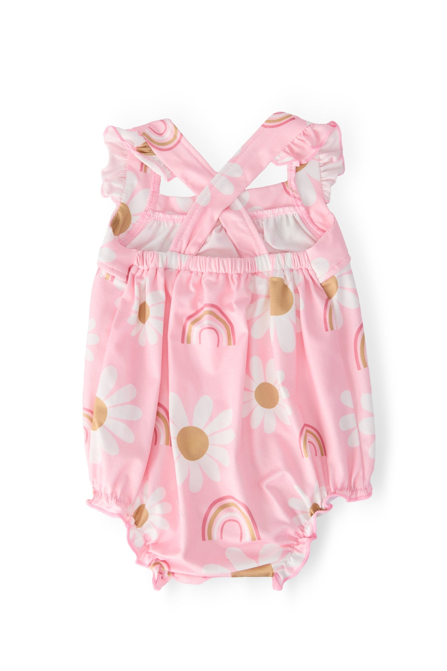 You are My Sunshine Ruffle Cross Back Romper