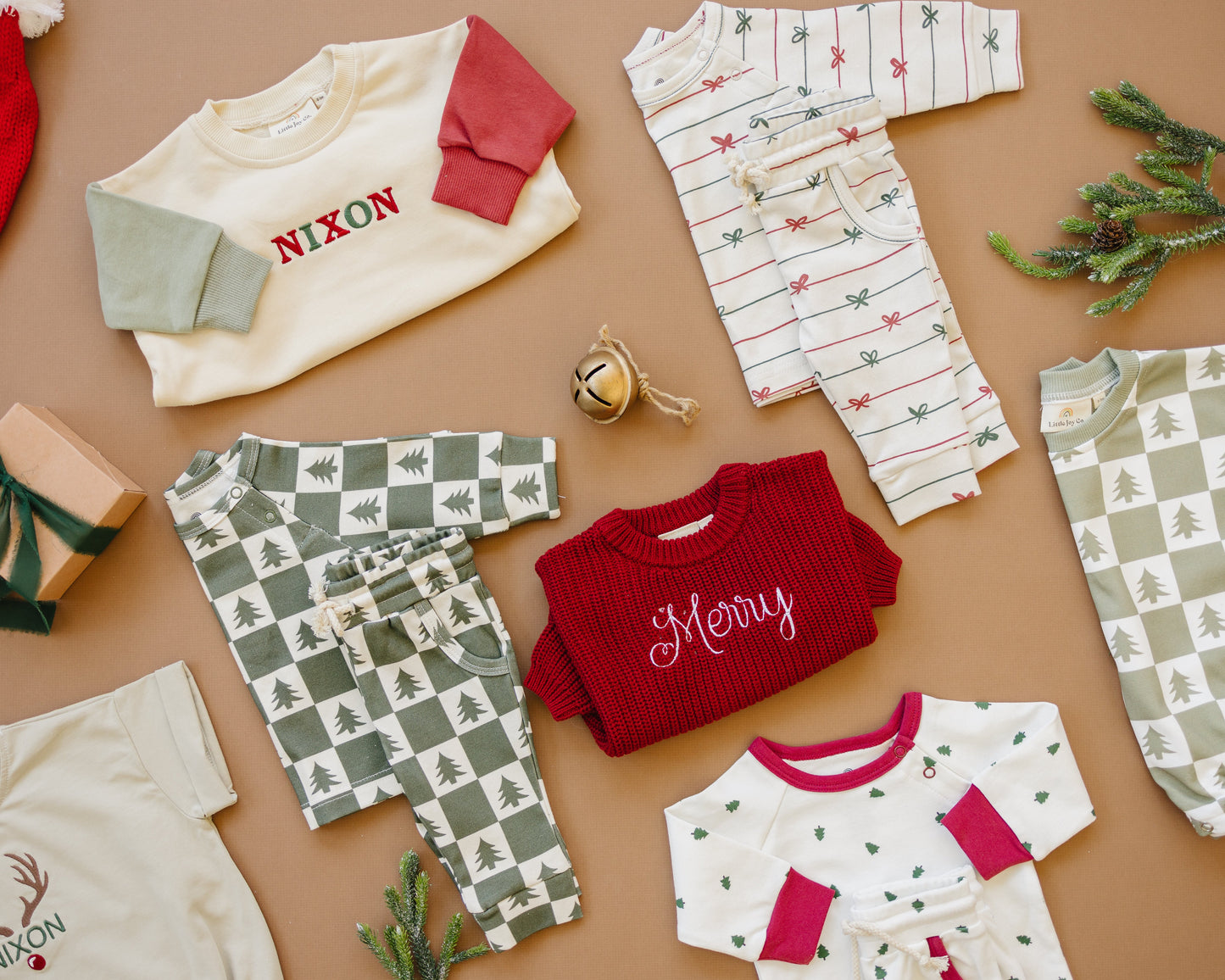 Checkered Christmas Trees Organic Cotton Set