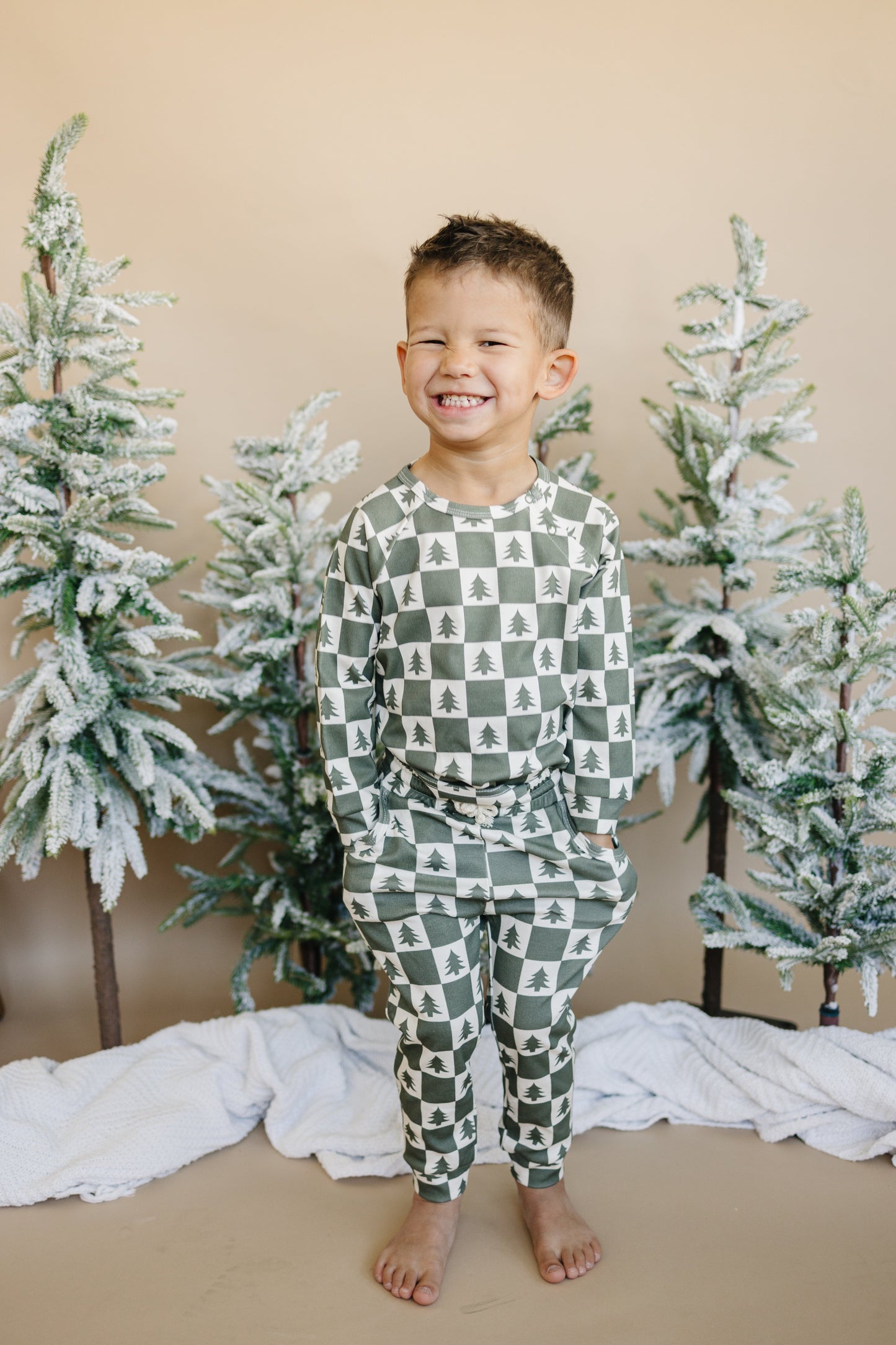 Checkered Christmas Trees Organic Cotton Set