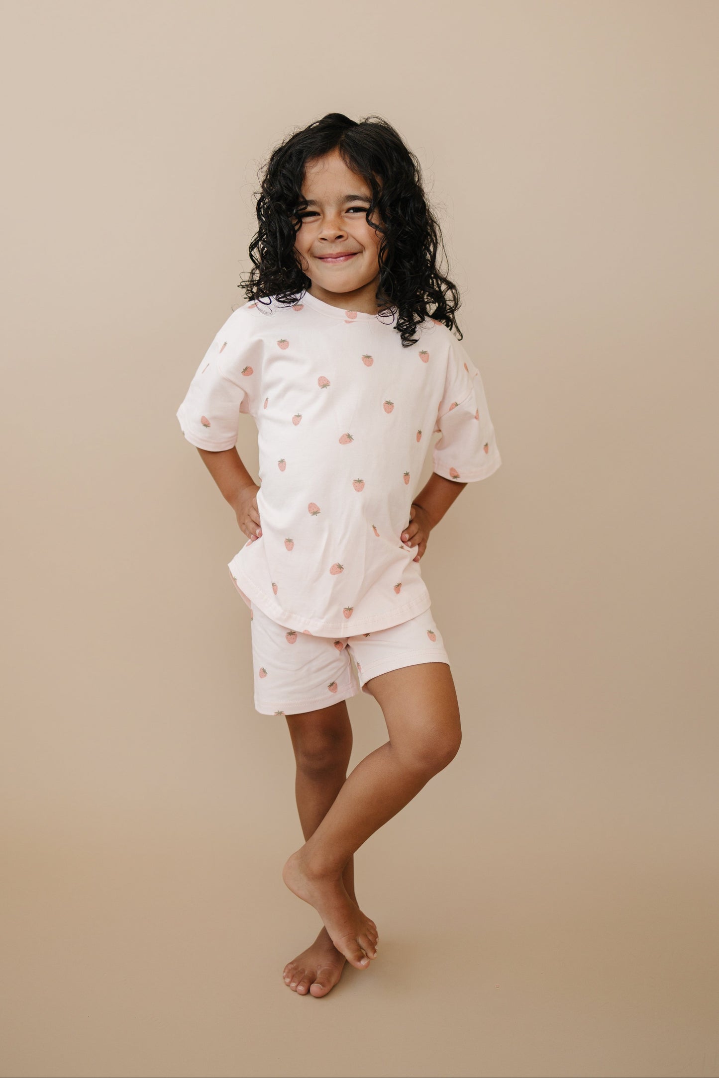 Organic Cotton Strawberry Print Shorts Set