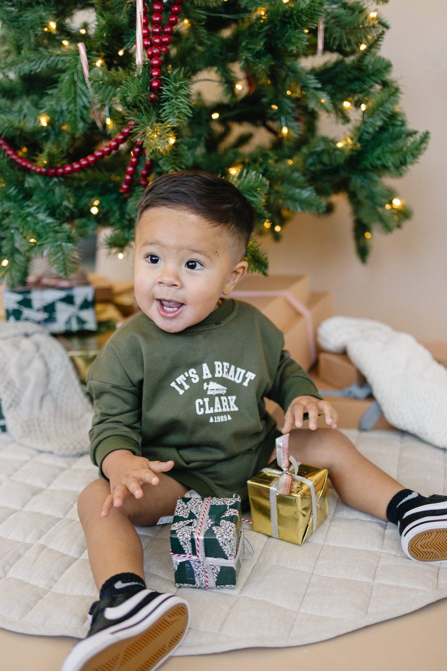 It's a Beaut Clark Christmas Sweatshirt Romper