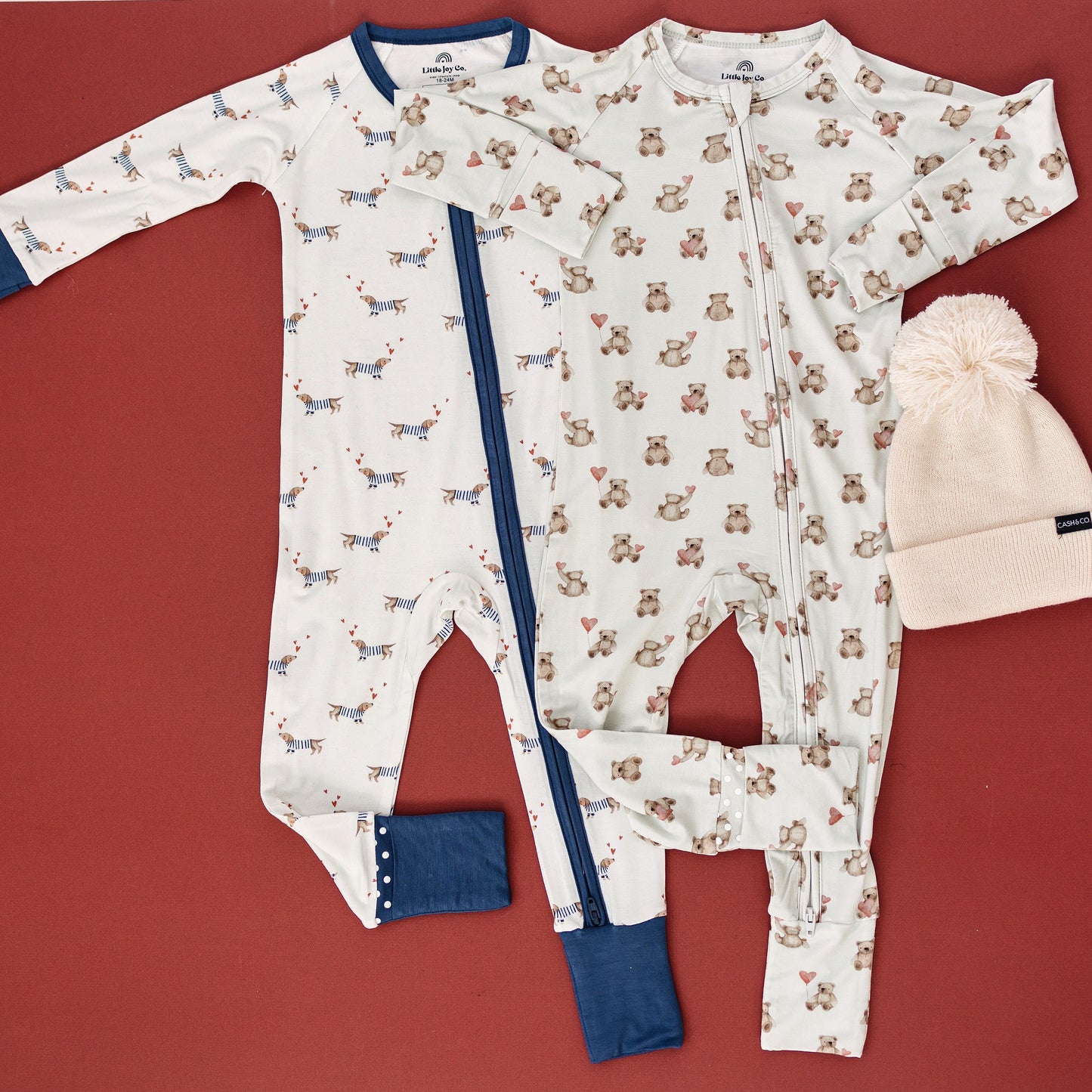 Valentine's Teddy Bear Bamboo Zippy Pajamas