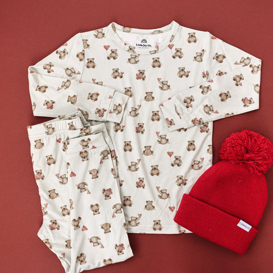 Valentines Teddy Bear 2pc Bamboo Pajamas