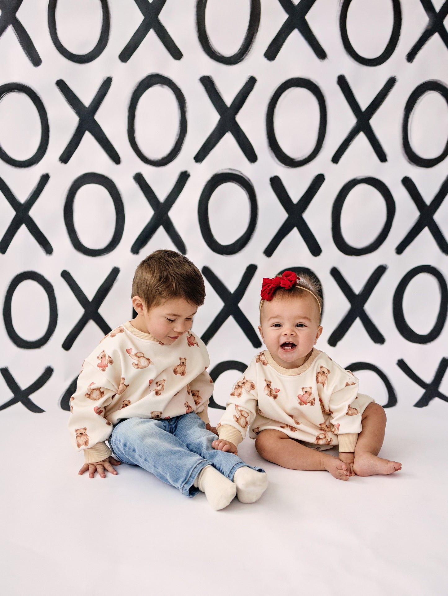 Teddy Bear Hearts Sweatshirt Romper