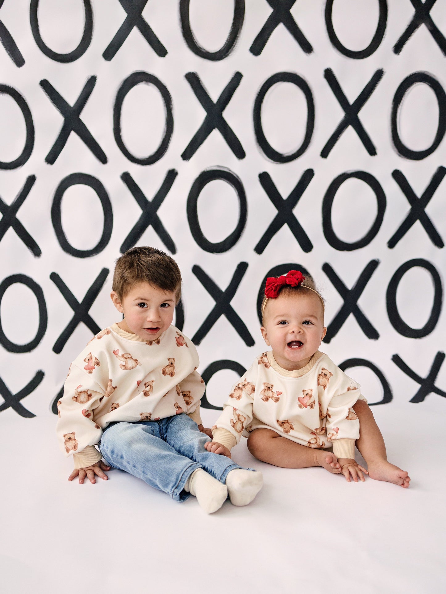 Teddy Bear Hearts Sweatshirt Romper