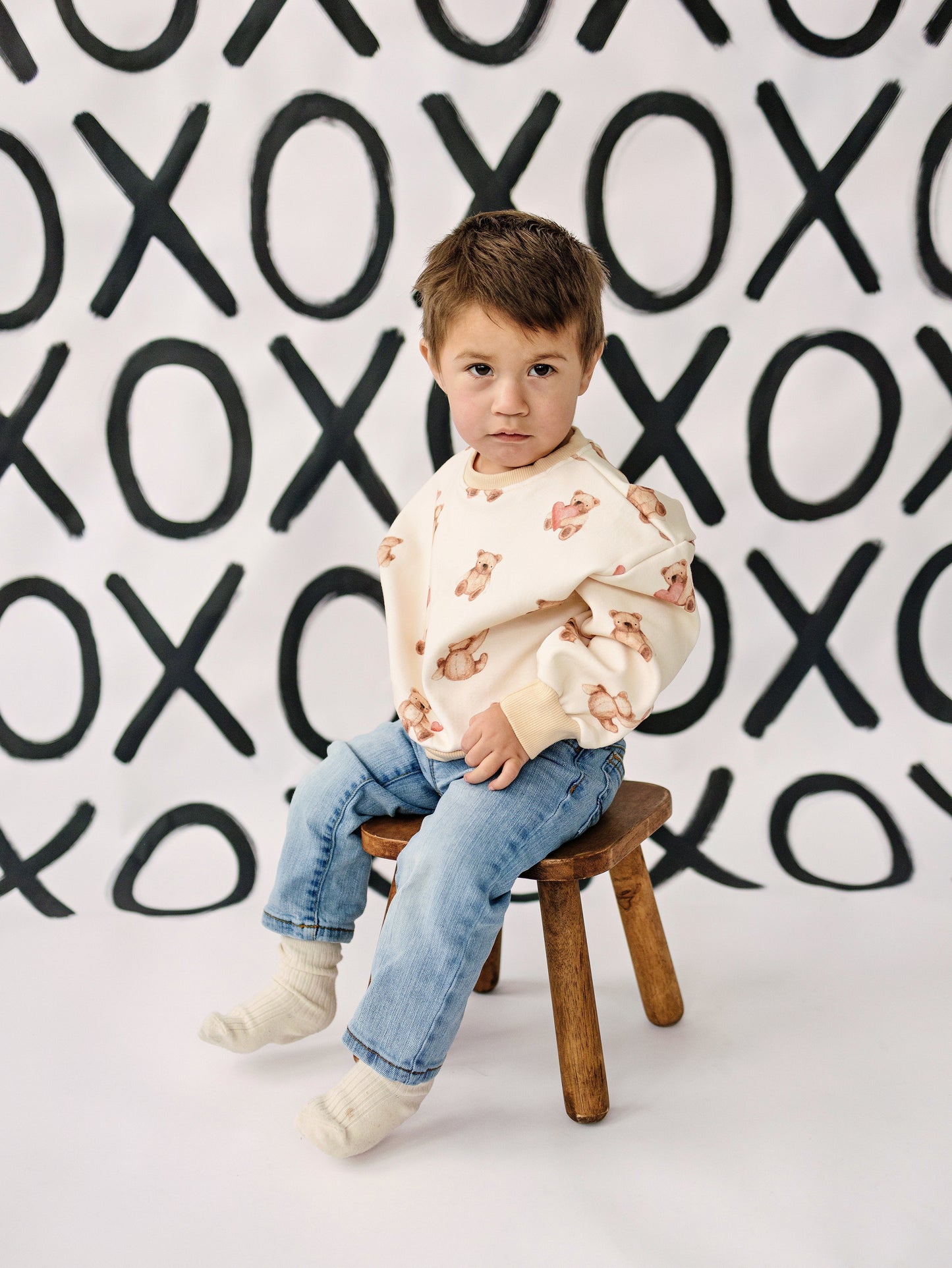 Teddy Bear Hearts Crewneck Sweatshirt