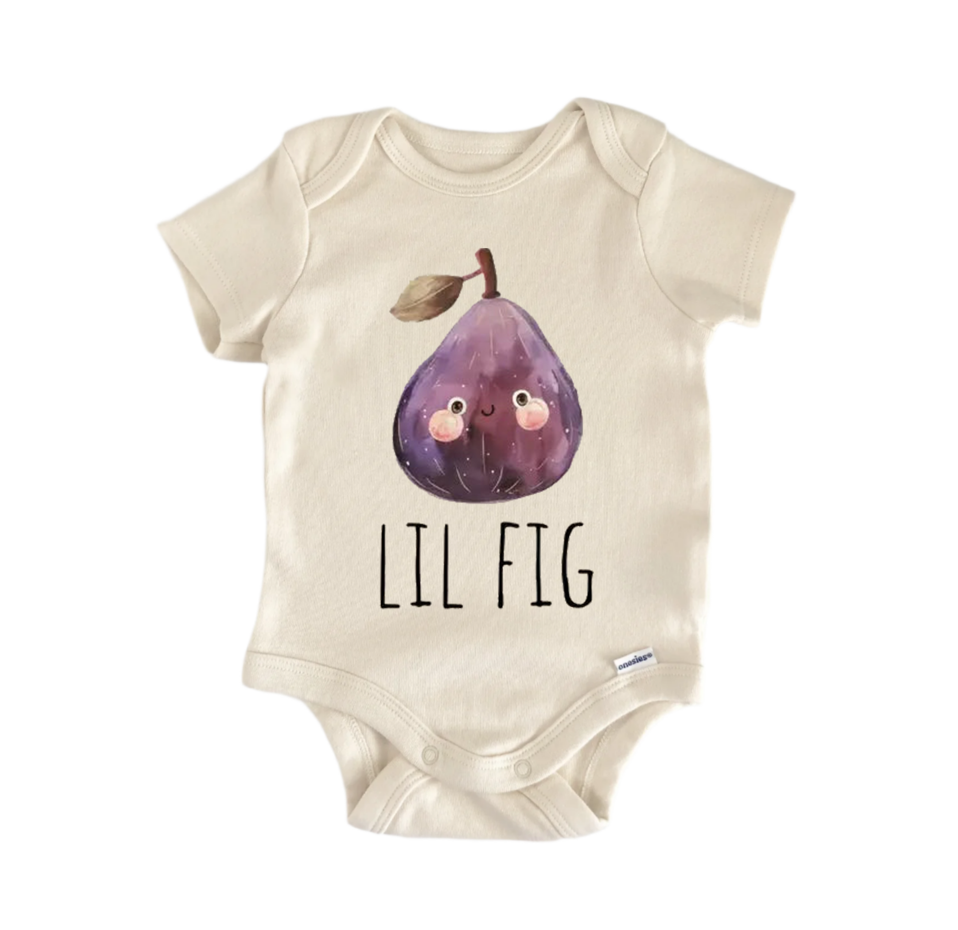 Fig fruit newborn baby onesie front view