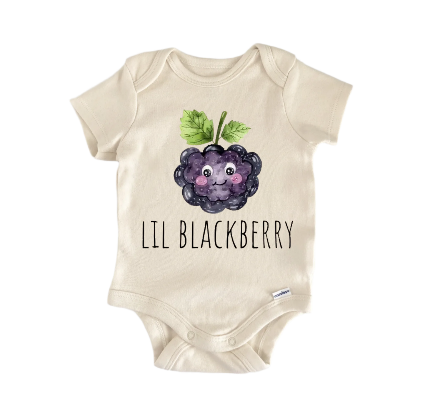 Blackberry fruit newborn baby onesie front view