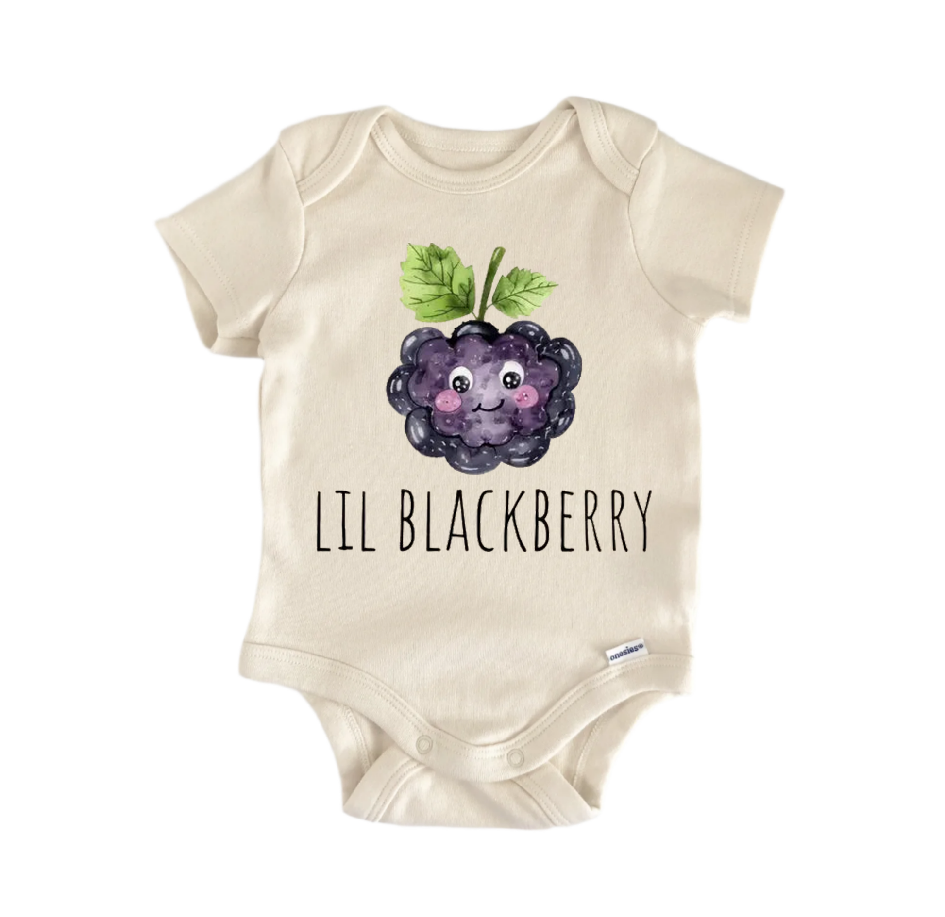 Blackberry fruit newborn baby onesie front view