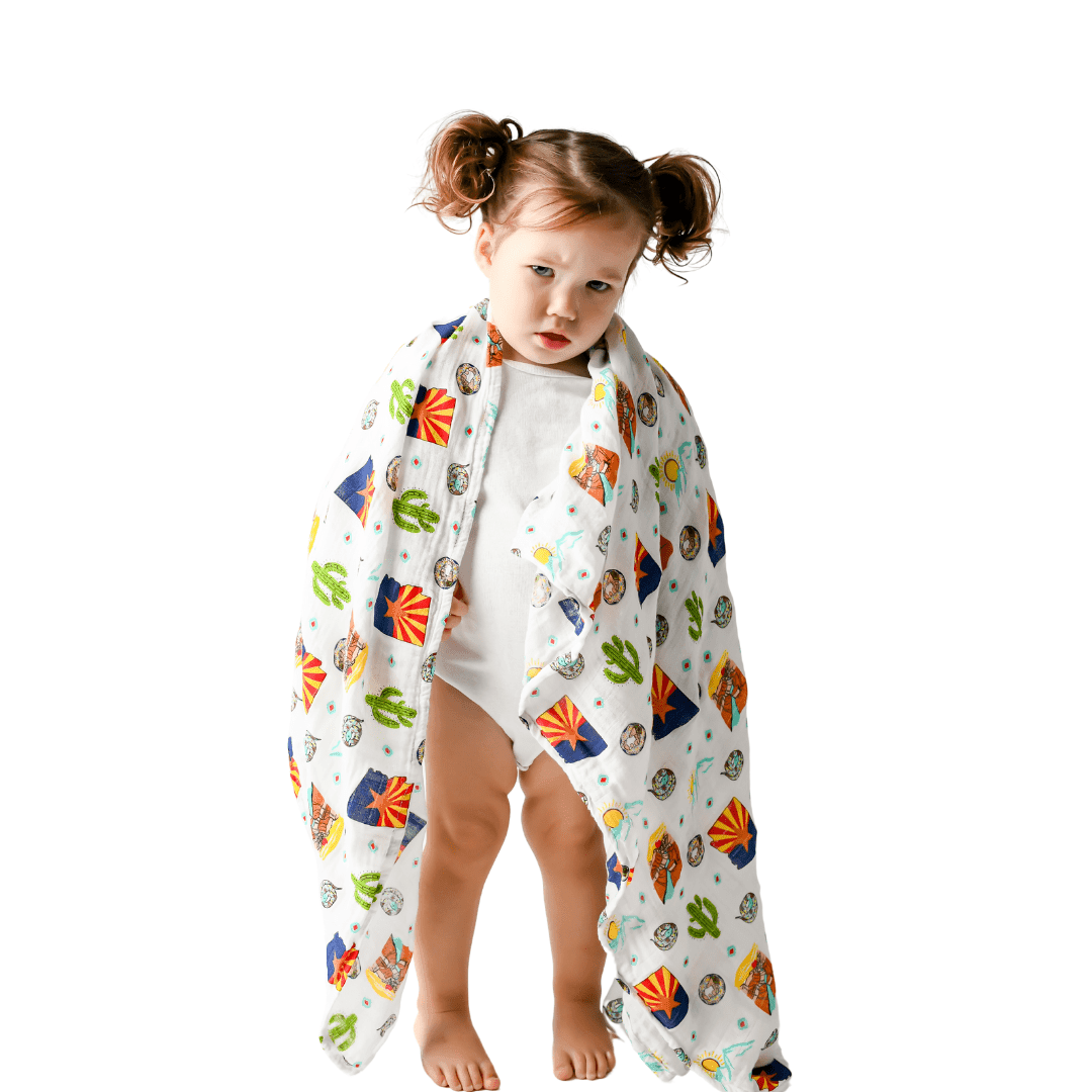 GiftSet: Arizona Baby Muslin Swaddle Blanket and Burp Cloth/Bib Combo