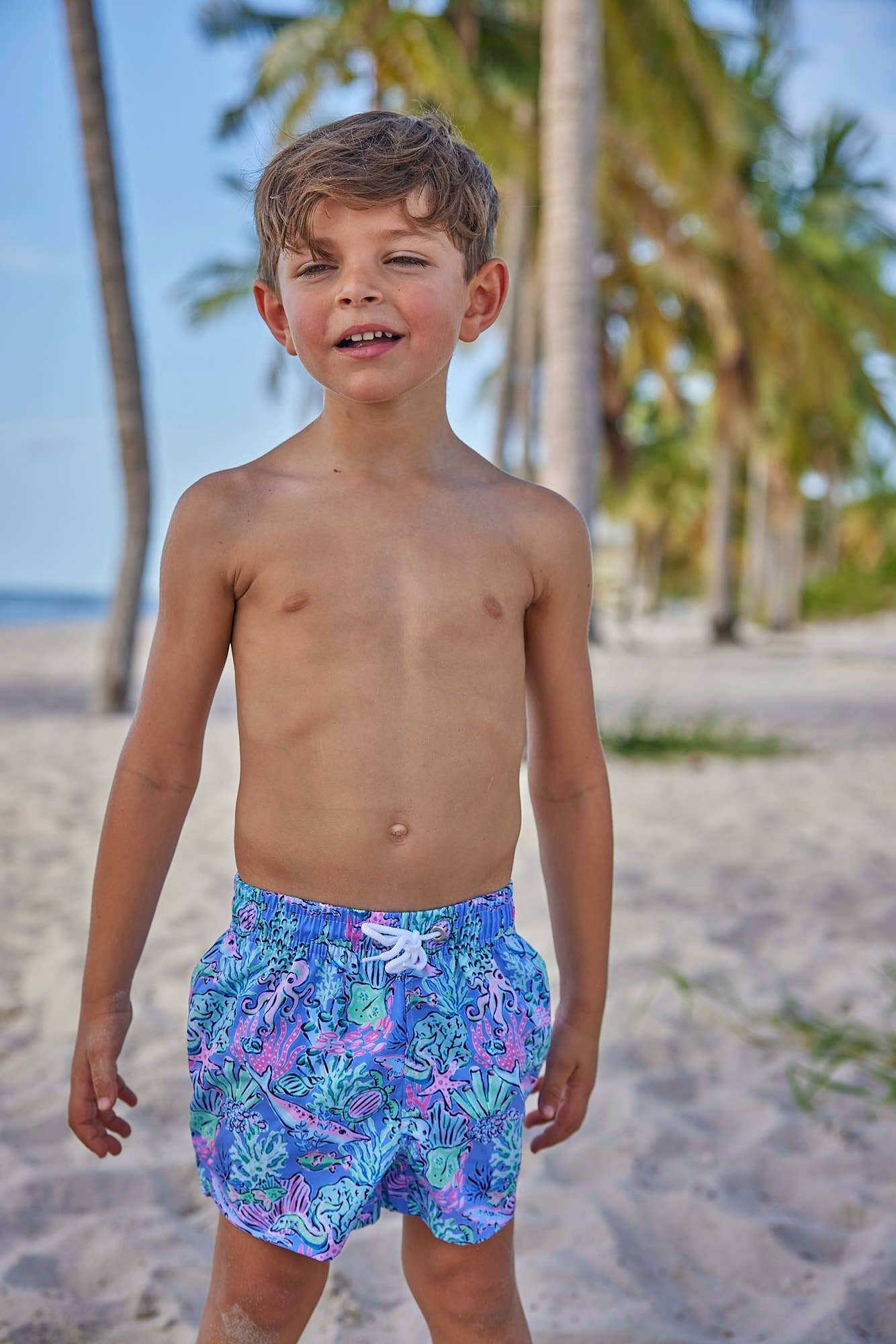 Blueberry Bay - Marine Life Youth Trunks