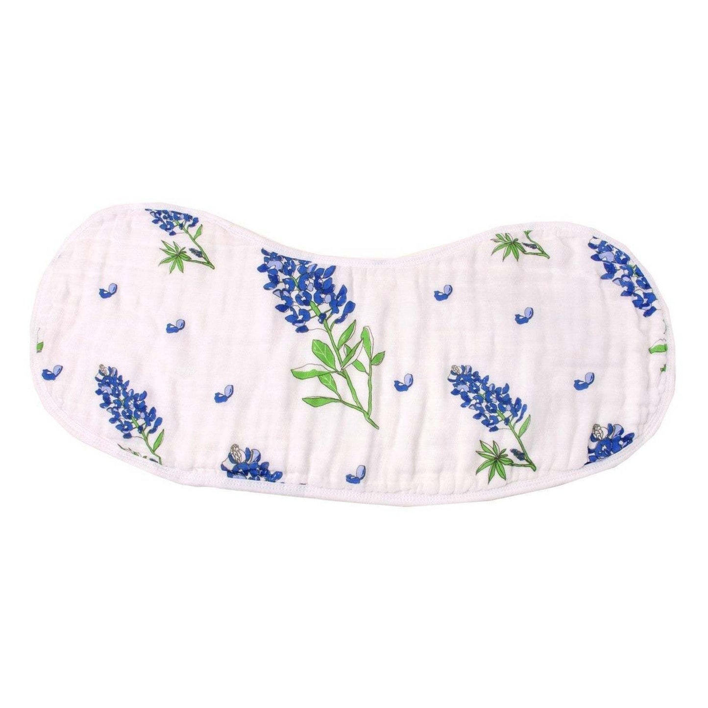 Gift Set: Bluebonnets Baby Muslin Swaddle Blanket and Burp Cloth/Bib Combo full length view