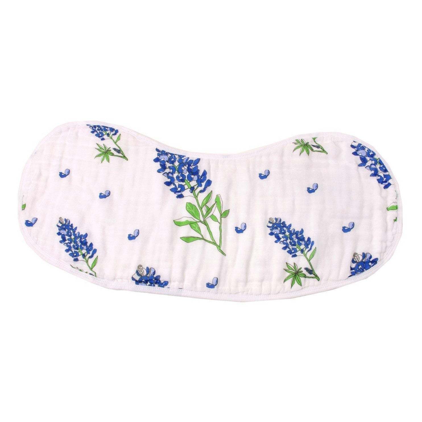 Gift Set: Bluebonnets Baby Muslin Swaddle Blanket and Burp Cloth/Bib Combo full length view