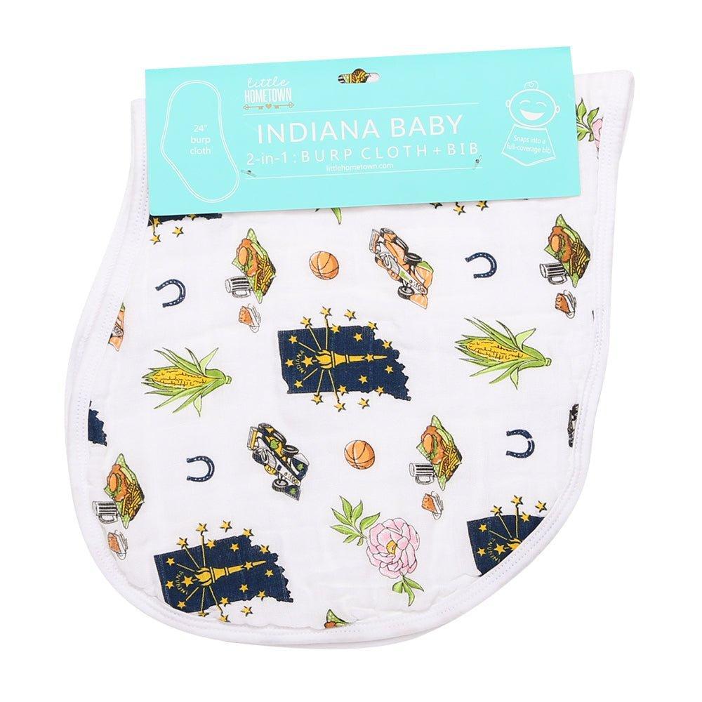 Gift Set: Indiana Baby Muslin Swaddle Blanket and Burp Cloth/Bib Combo
