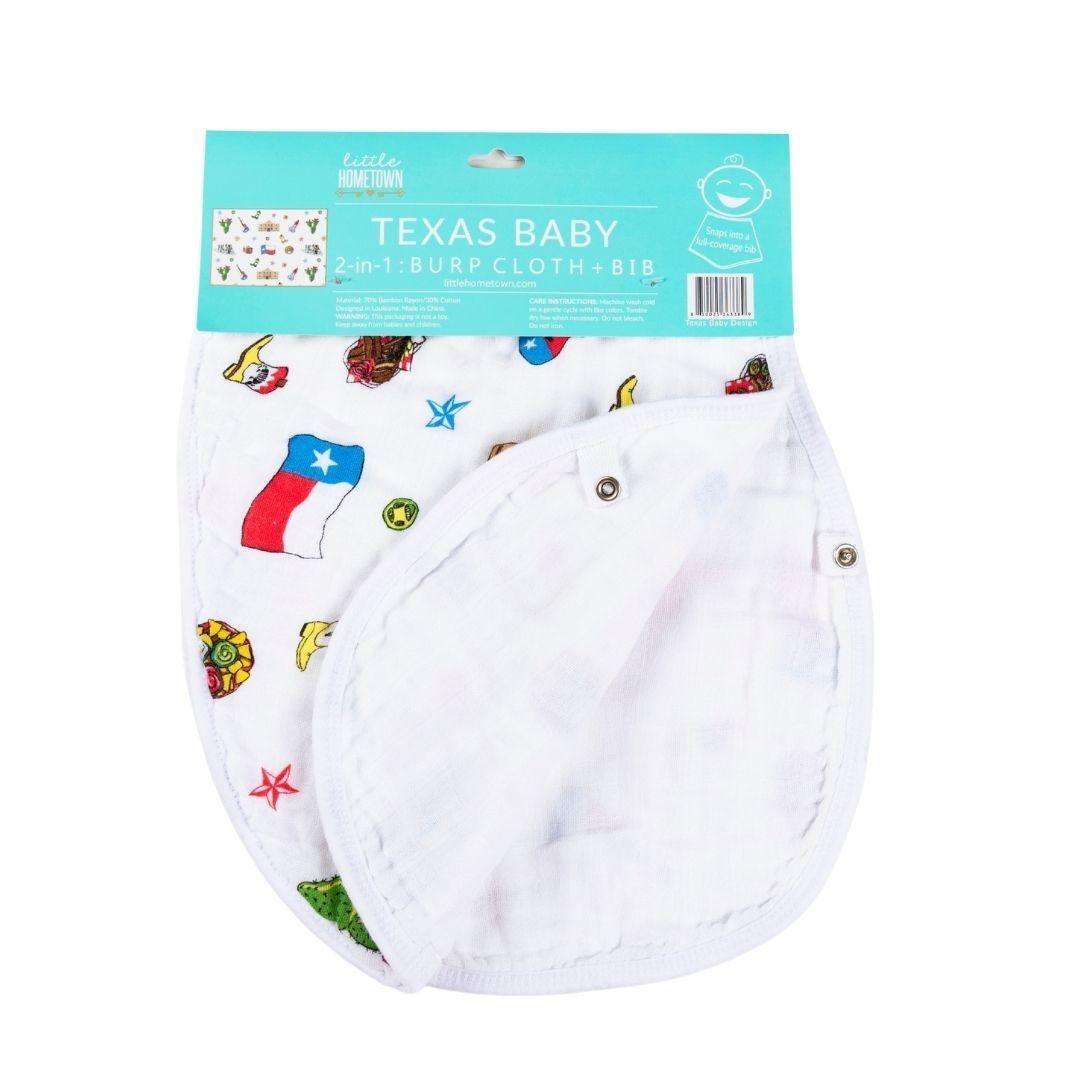 Gift Set: Texas Baby Unisex Muslin Swaddle Blanket and Burp Cloth/Bib Combo additional product view